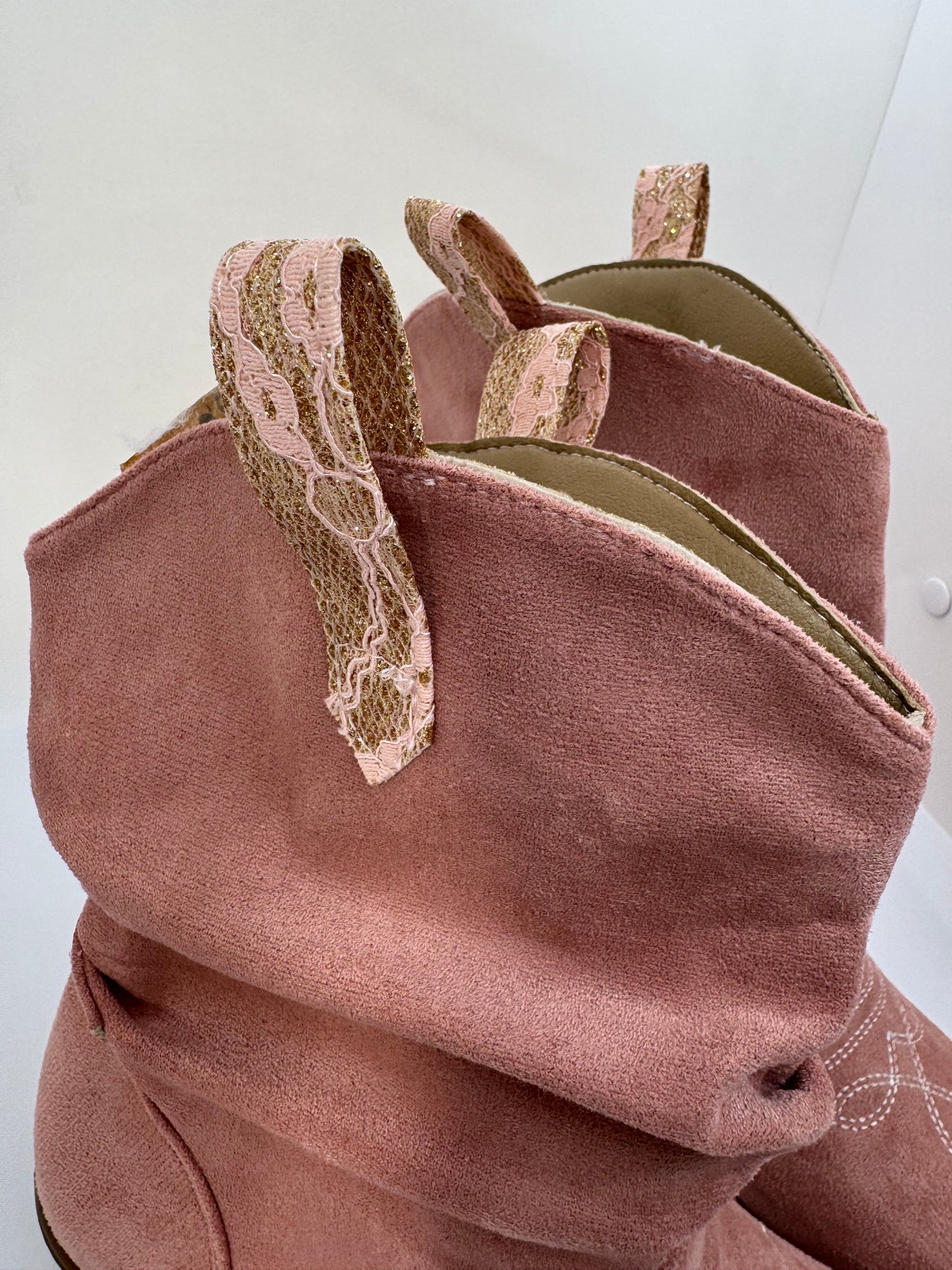 Women’s Pink Suede Cowboy Boots – UK Size 6