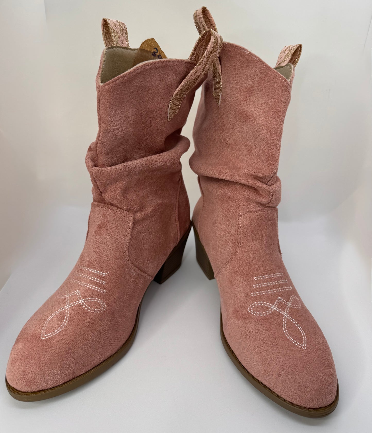 Women’s Pink Suede Cowboy Boots – UK Size 6