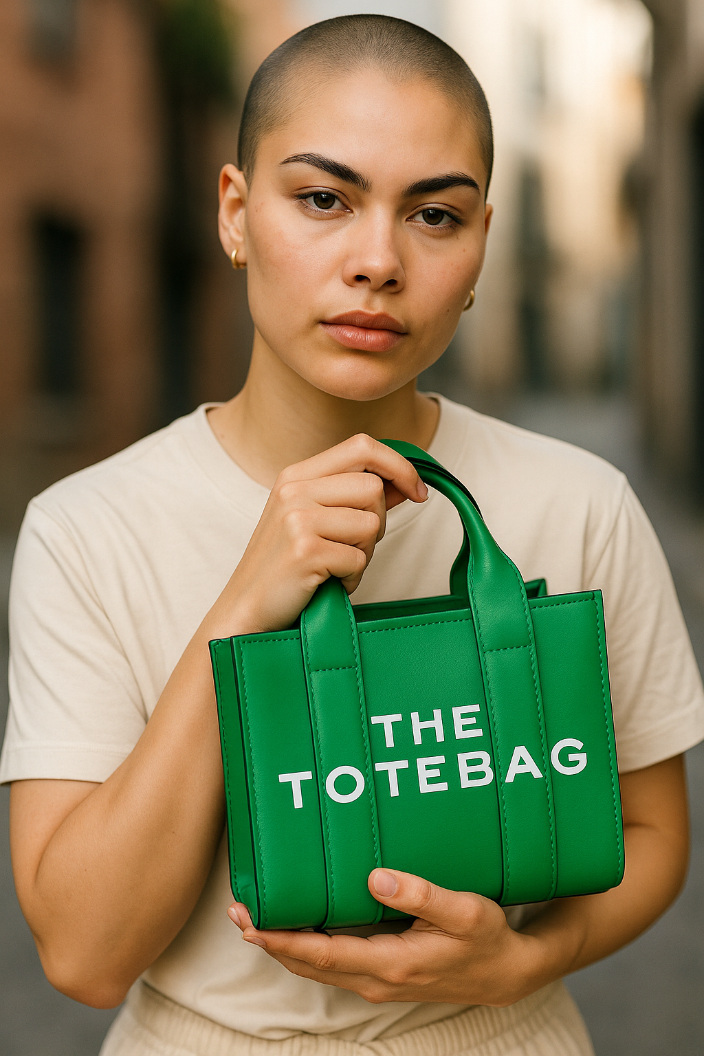 Green mini tote crossbody bag – casual shoulder handbag