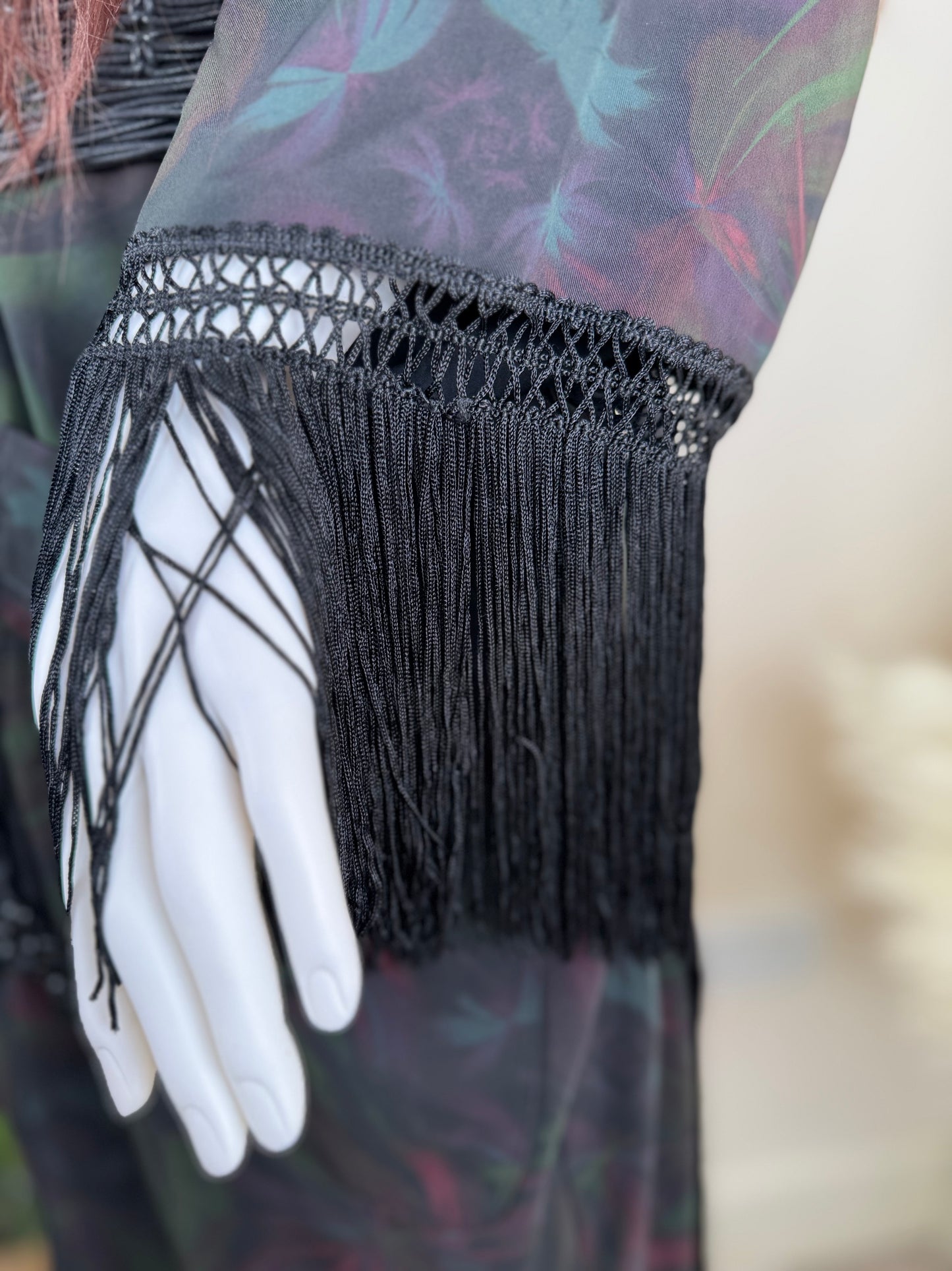 ZARA Women’s Black Fringe Kimono Co-ord Set – Size 10