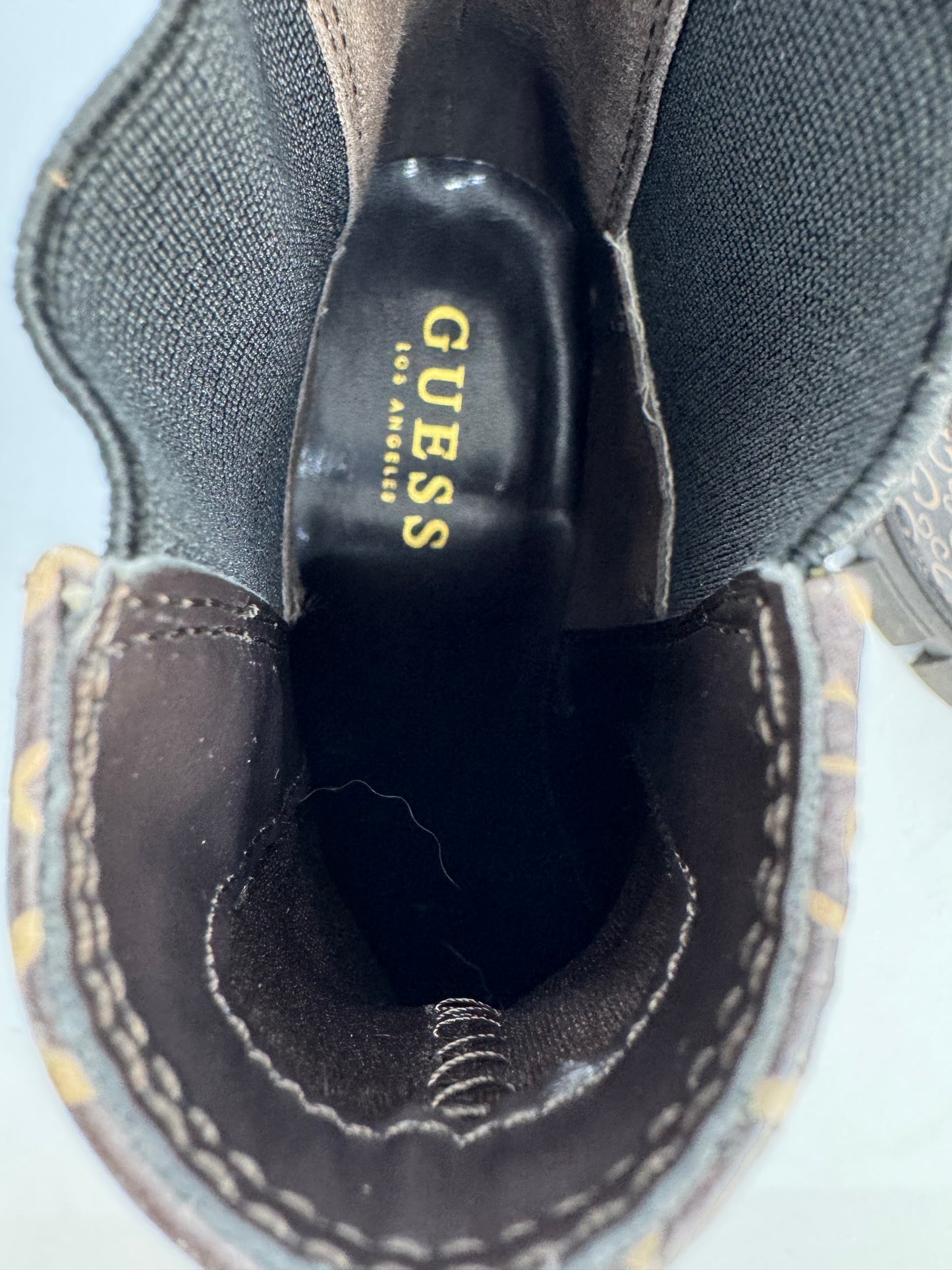 Guess Women’s Brown  Ankle Boots – Chunky Sole Chelsea Style – UK 5 (EU 38)