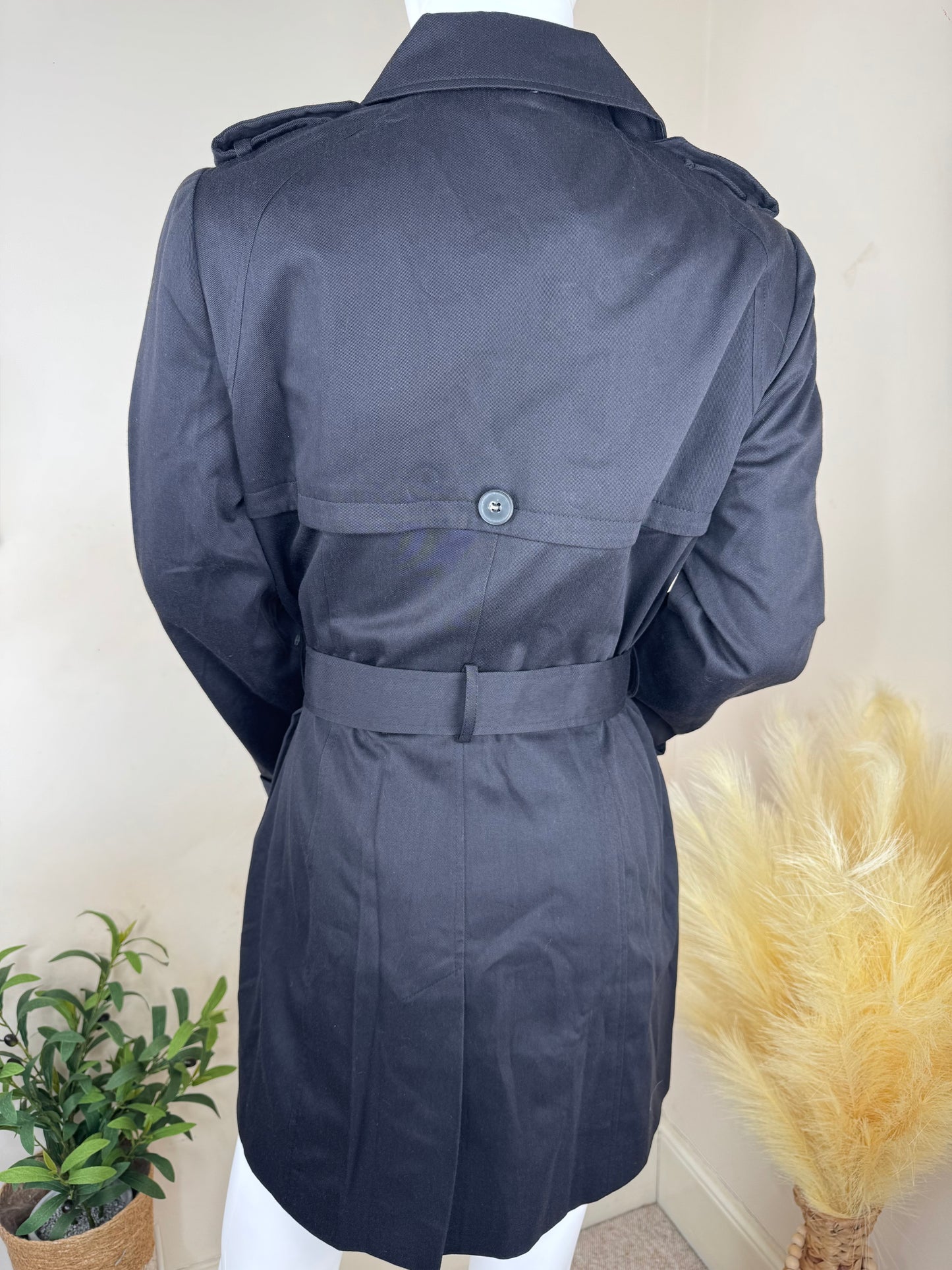 Women’s Black Double-Breasted Trench Coat – Size 10 Boutique New