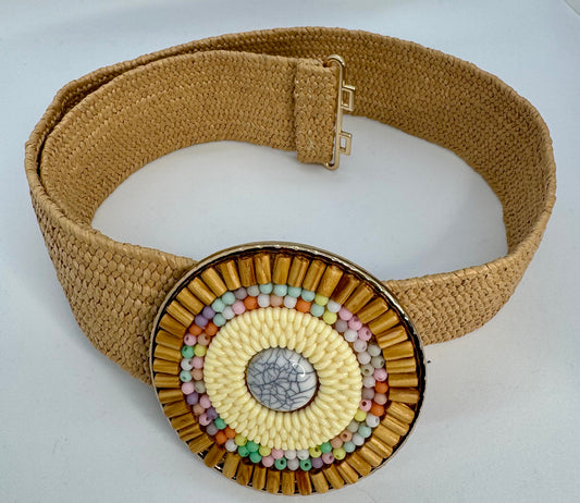 ✨ Elastic Waist Belt for Dresses –  Boho Style with Beaded Buckle