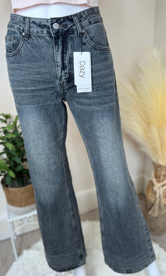Women’s High Waist Straight Leg Jeans Washed Grey – UK Size 10 (M)