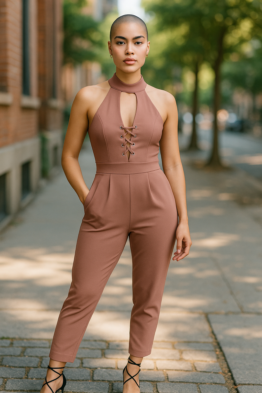 Women’s Halter Jumpsuit – Lace Front Detail – Size 10 (Small Fit)