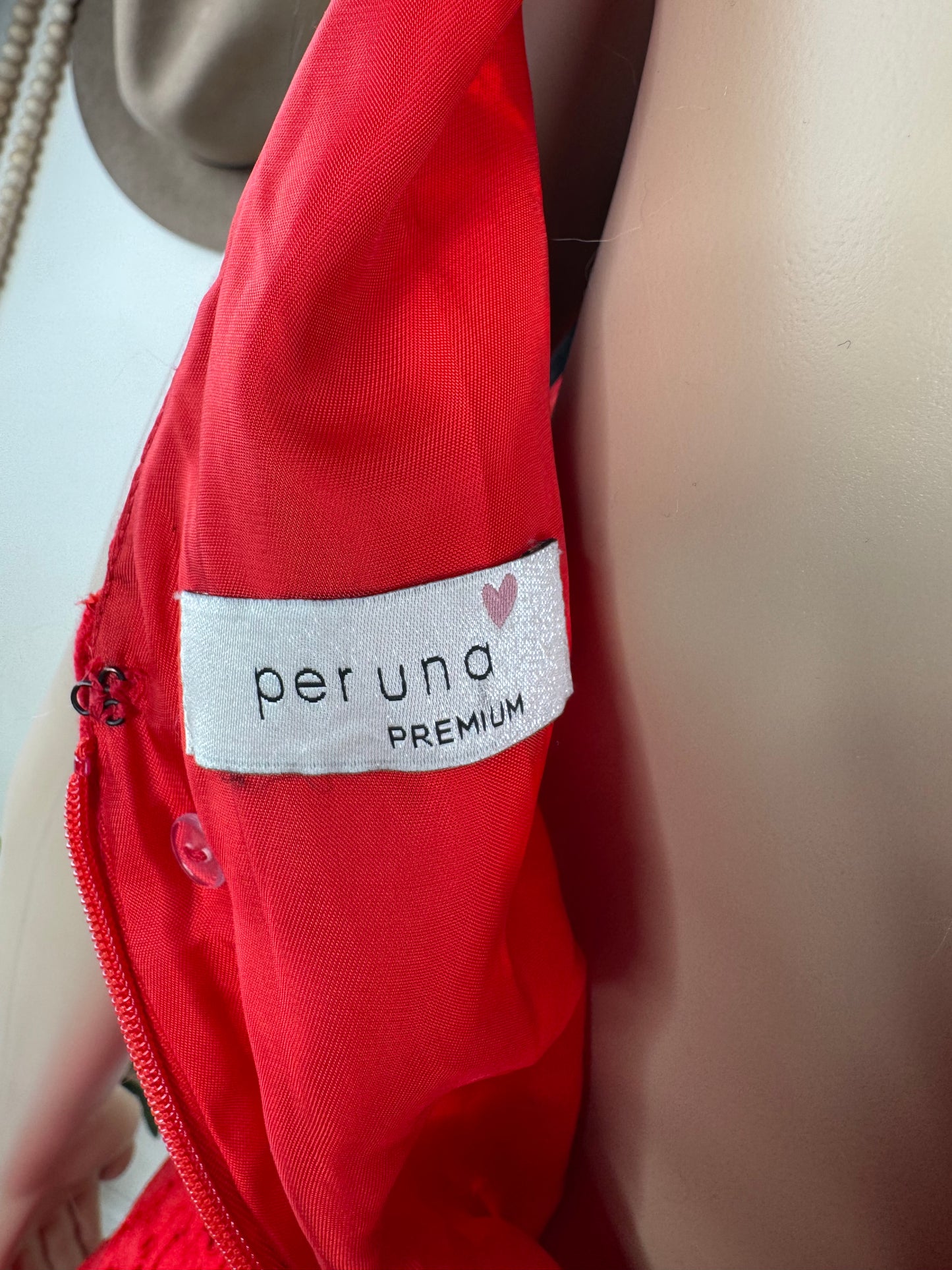 Women’s Red Lace Midi Dress – Sleeveless Occasion Wear UK size 12