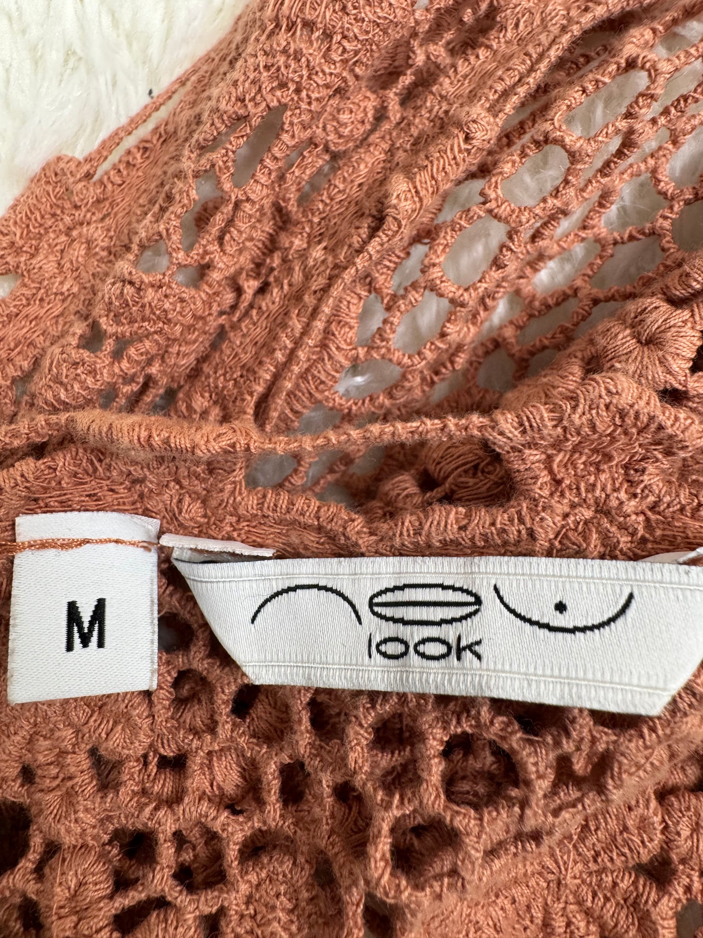 Women’s Tan Crochet Vest – Boho Layering Piece (UK 10)