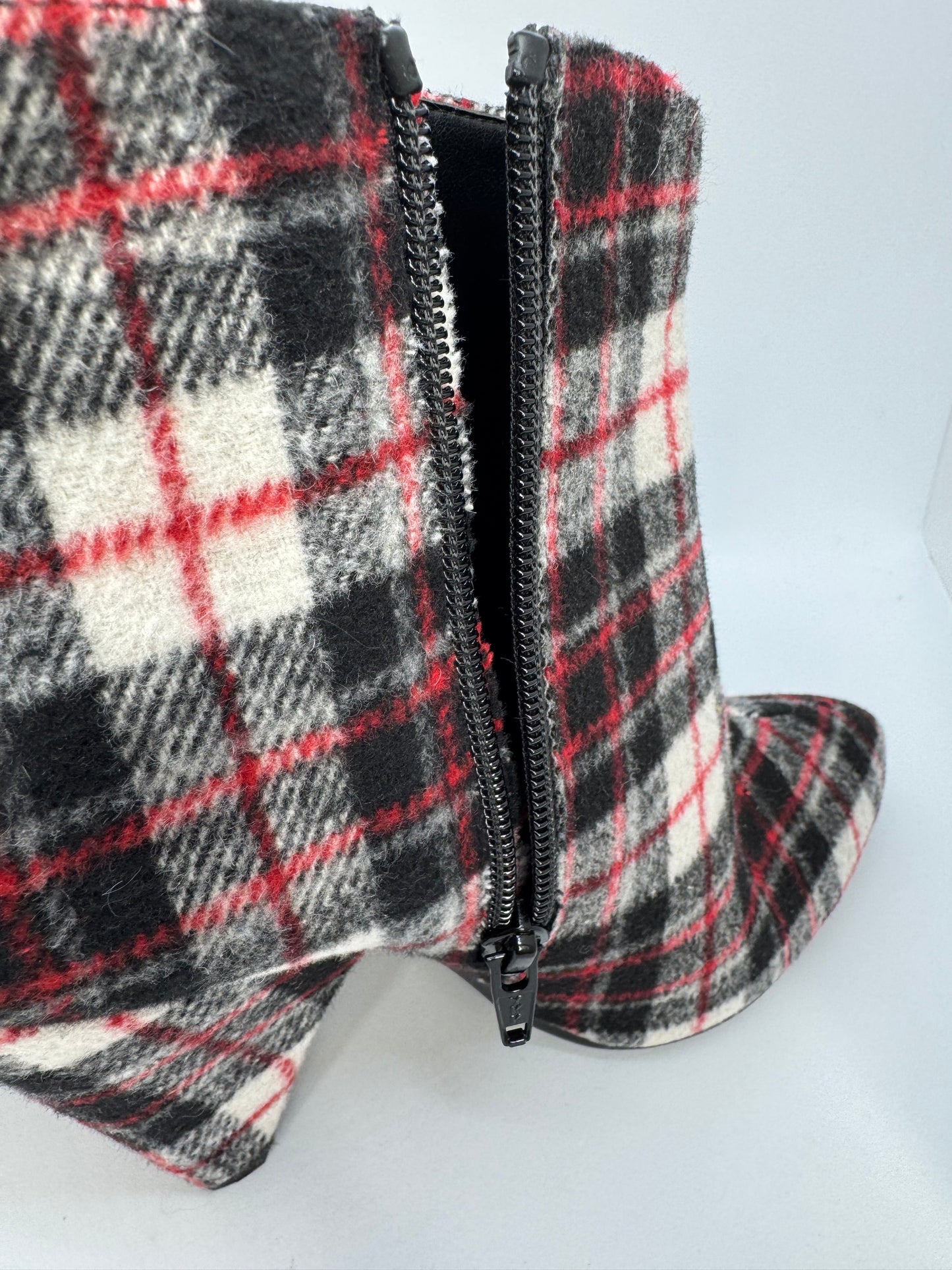 Women’s Plaid Ankle Boots – Pointed Toe Heeled Zip Up UK Size 5