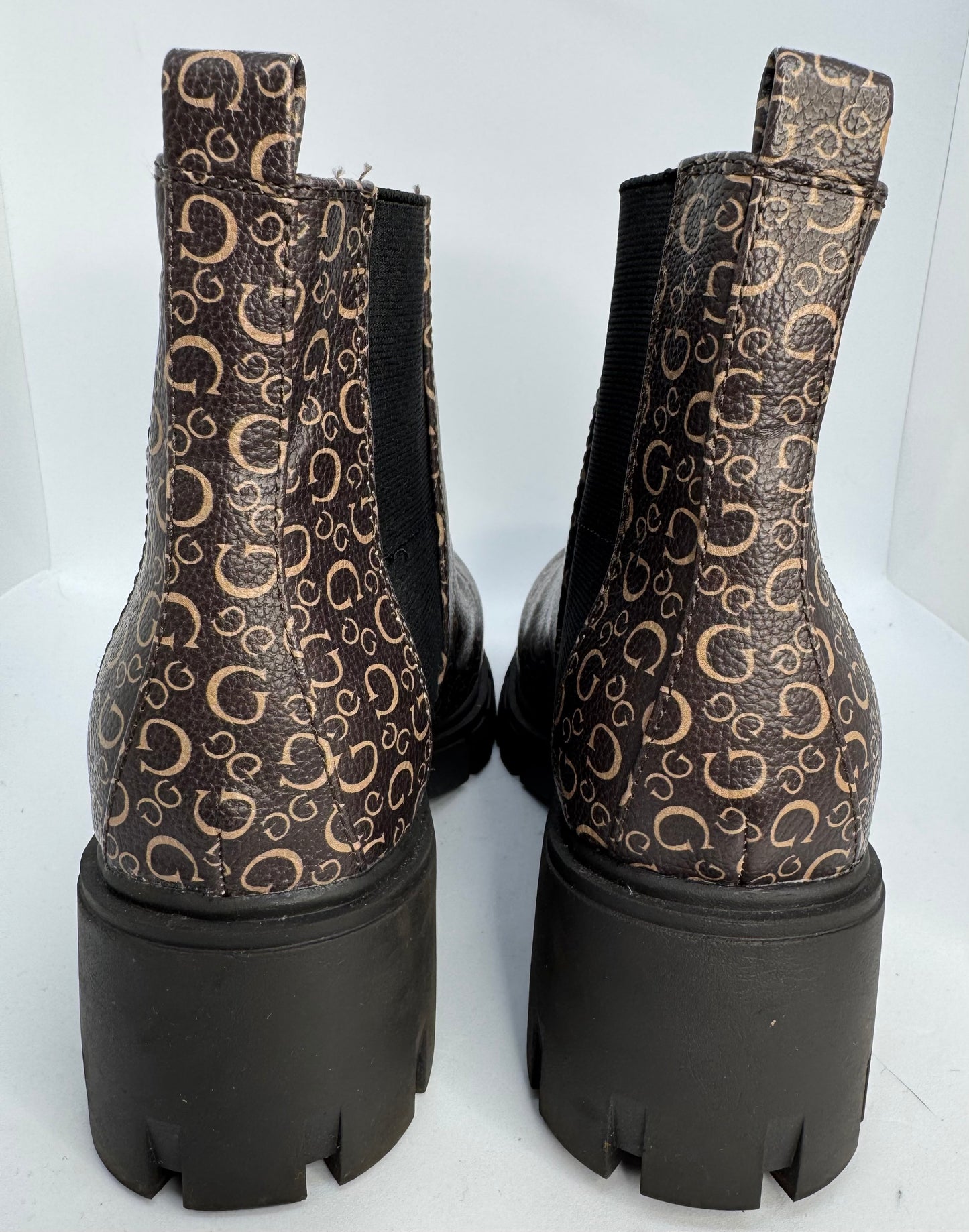 Guess Women’s Brown  Ankle Boots – Chunky Sole Chelsea Style – UK 5 (EU 38)