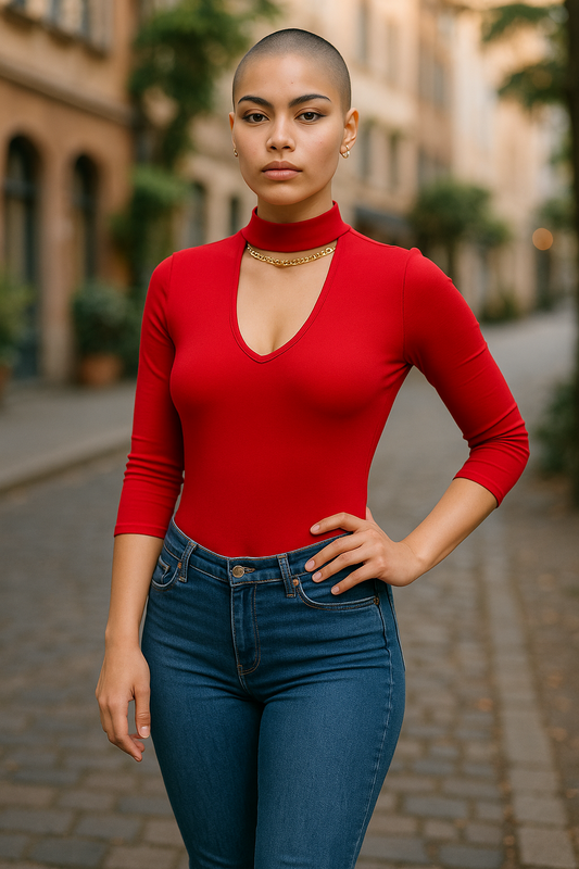 Women’s Red Long Sleeve Bodysuit – Size (UK 10)