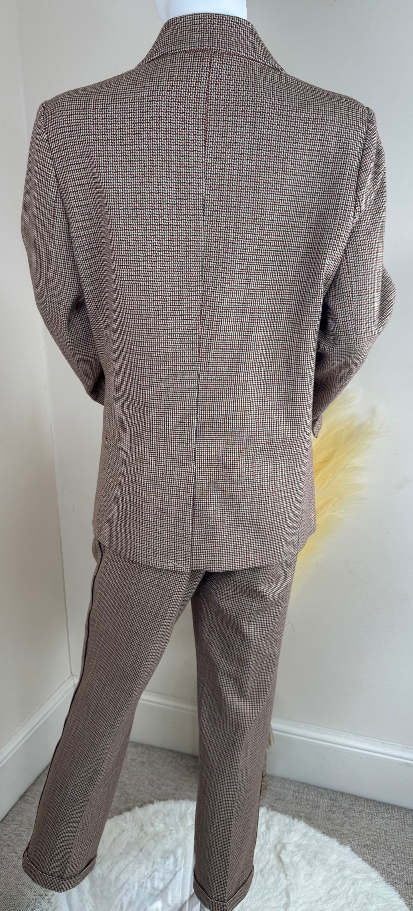 Women’s Checked Tailored Trouser Suit – Blazer & Trousers Set (UK Size 10)