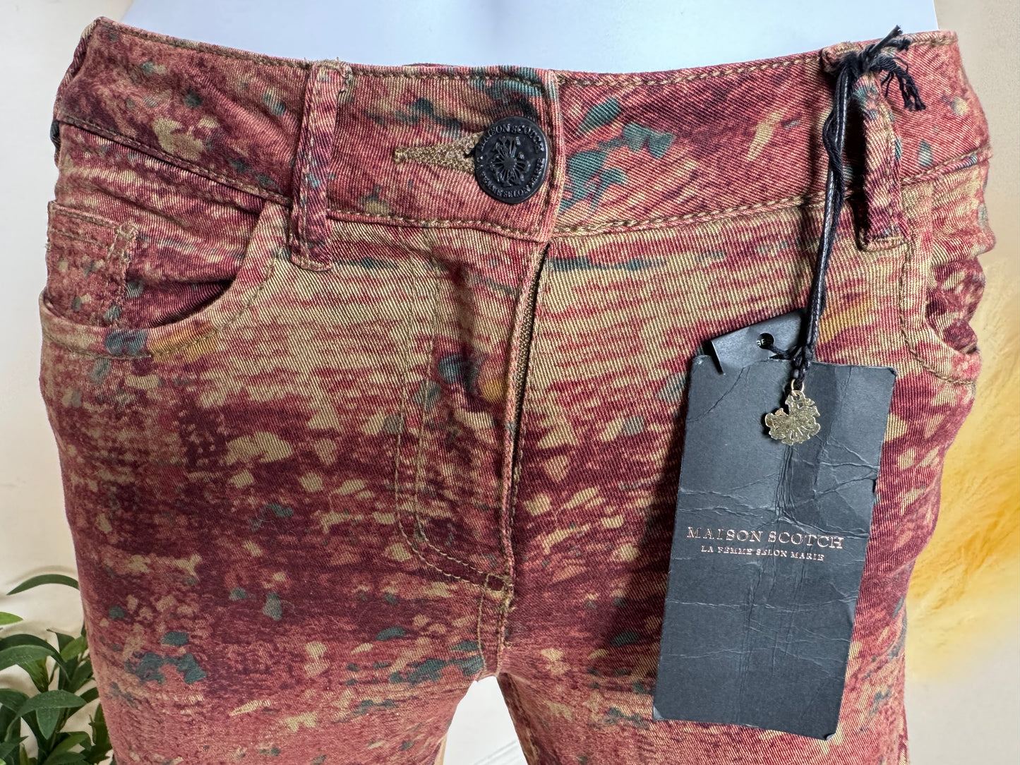 Women’s Skinny Jeans UK 8 W26 L32 – Multicolour Print Stretch Denim Trousers Maison Scotch