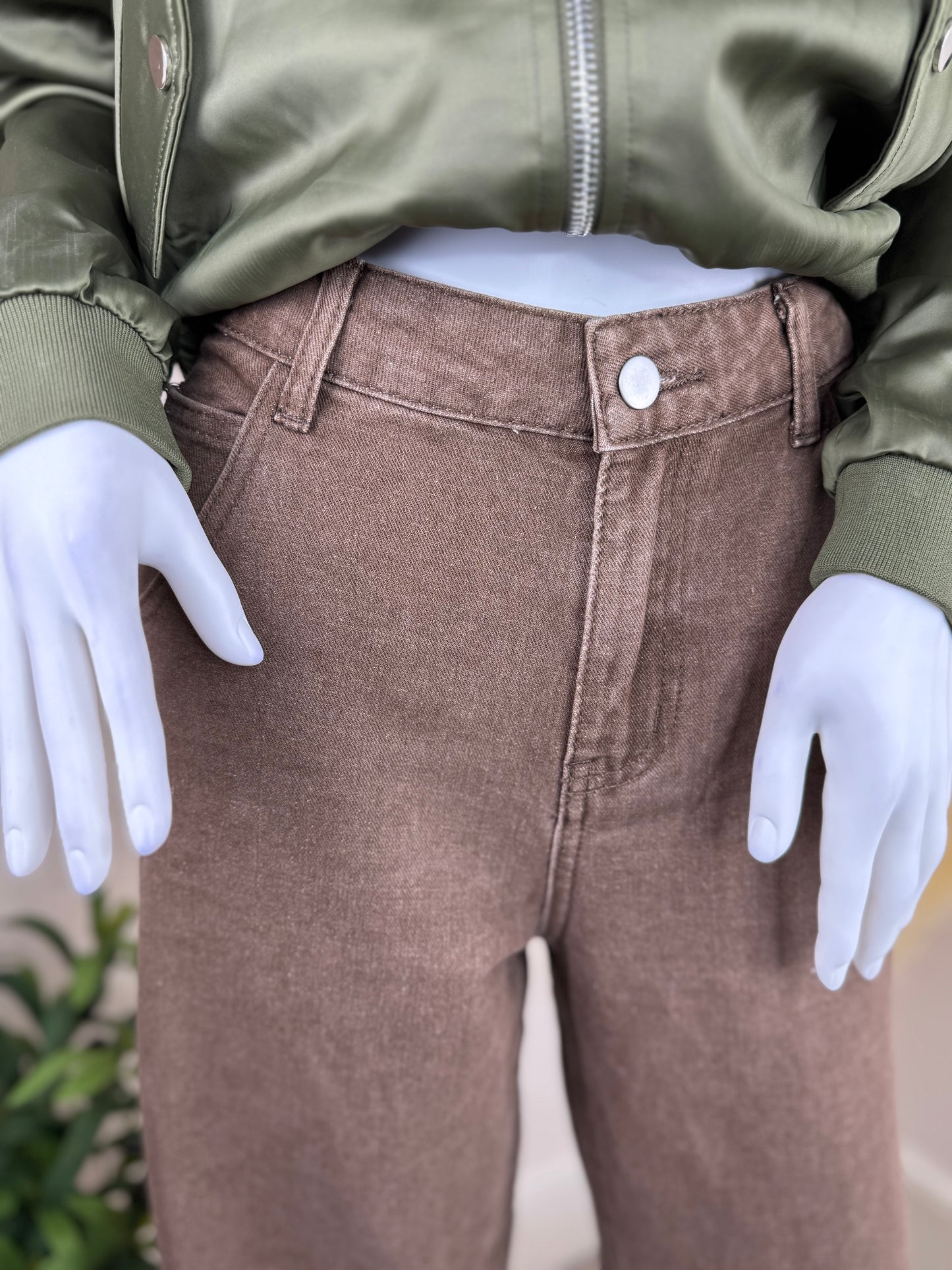 Women’s Brown Wide Leg Jeans – High Waisted Casual Denim UK 8