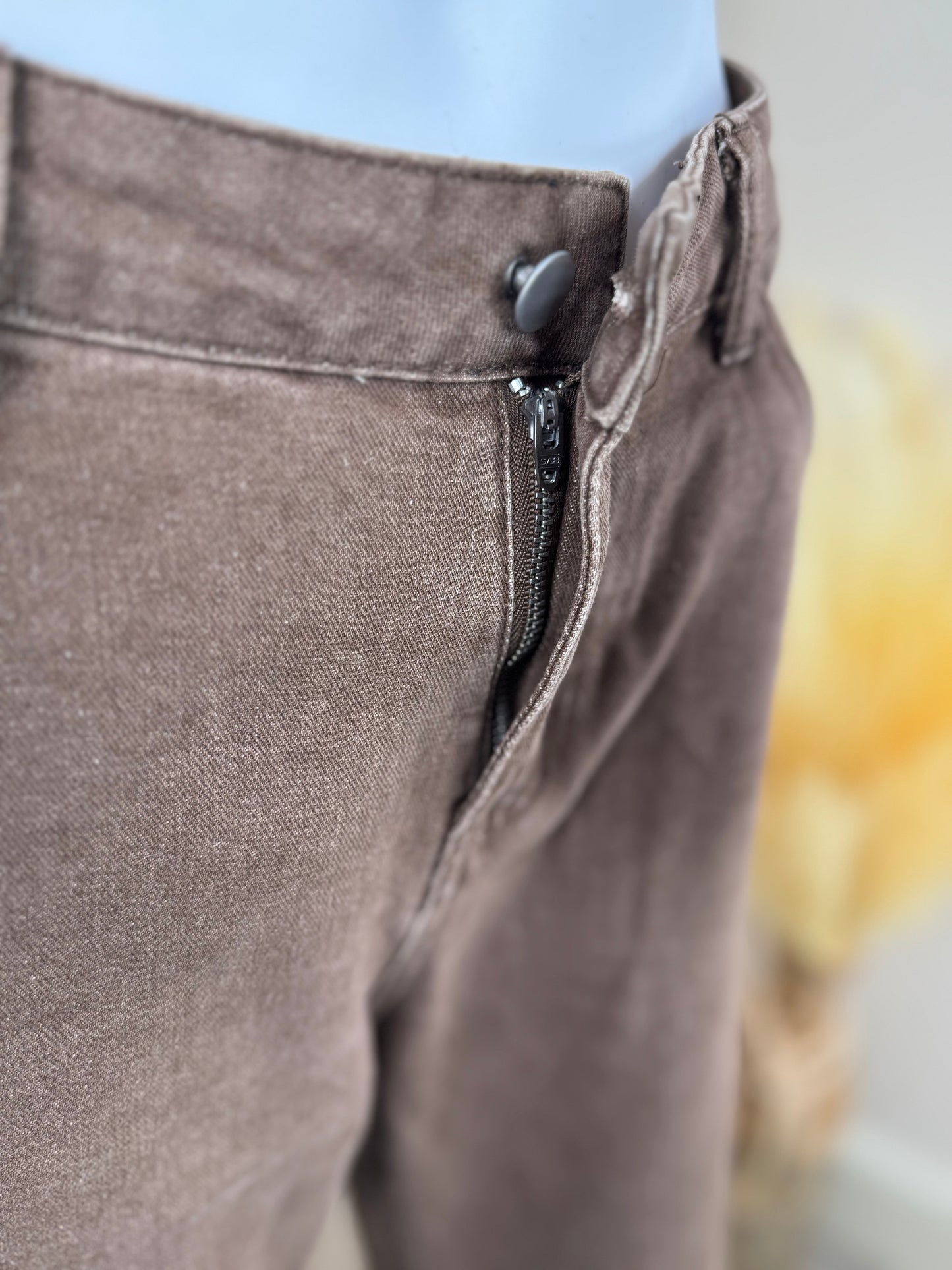 Women’s Brown Wide Leg Jeans – High Waisted Casual Denim UK 8