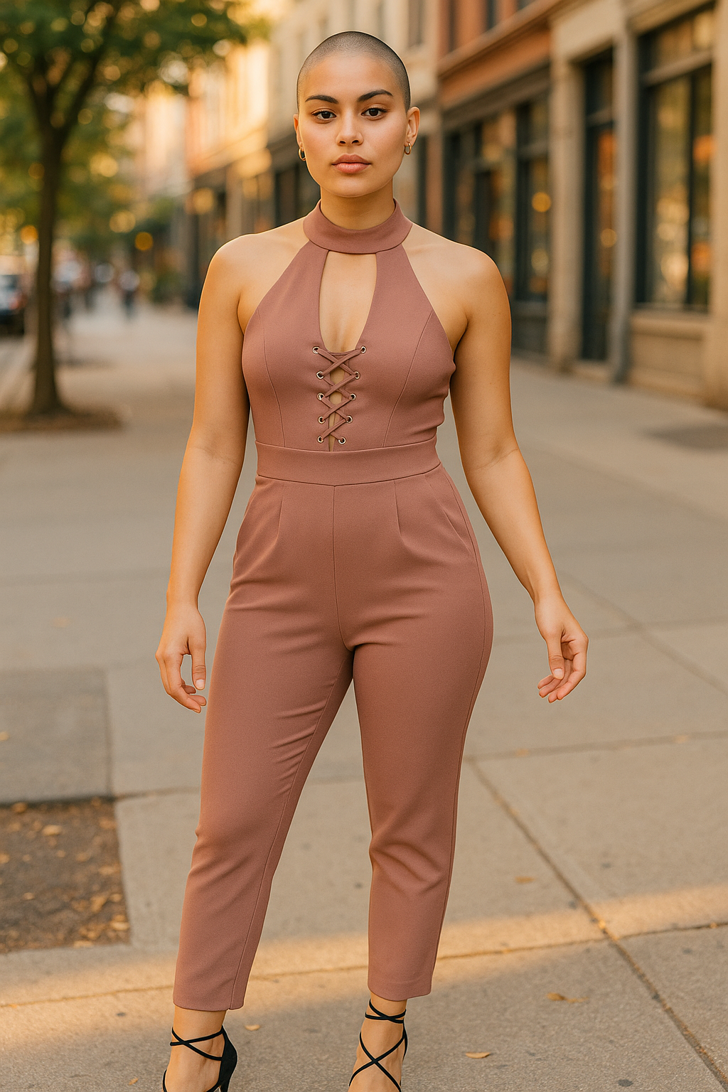 Women’s Halter Jumpsuit – Lace Front Detail – Size 10 (Small Fit)