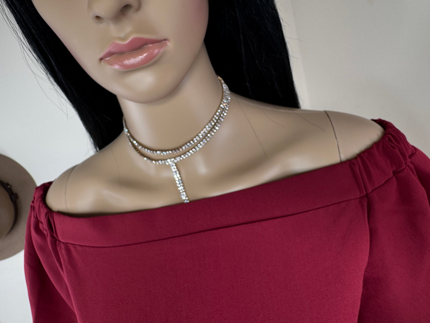 Burgundy Off Shoulder Mini Dress – Women’s Uk Size 10, Flared Sleeve Cocktail Party Outfit