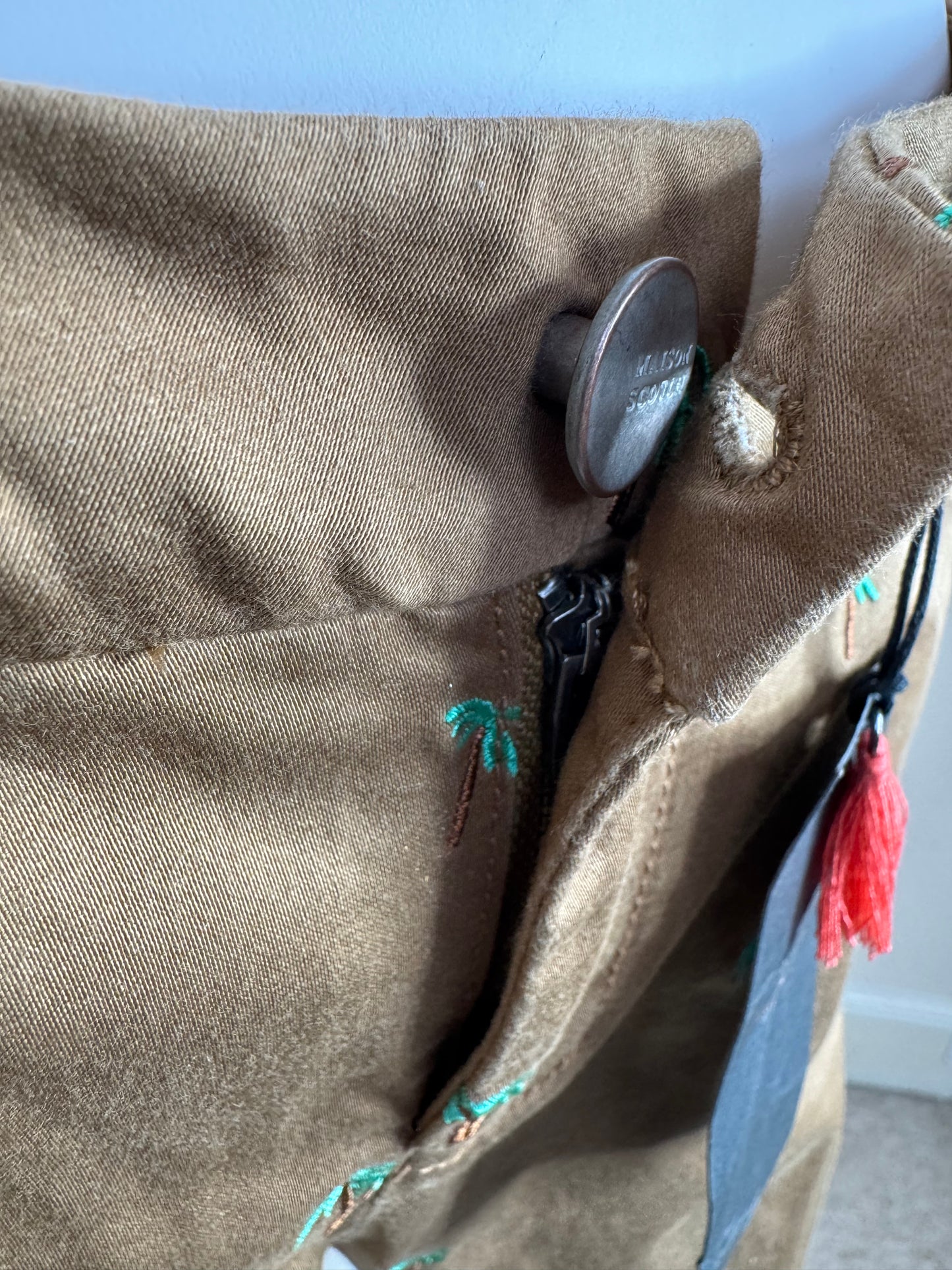 Brown chino trousers with palm tree embroidery – size W27 L32 – Scotch & Soda Maison Scotch
