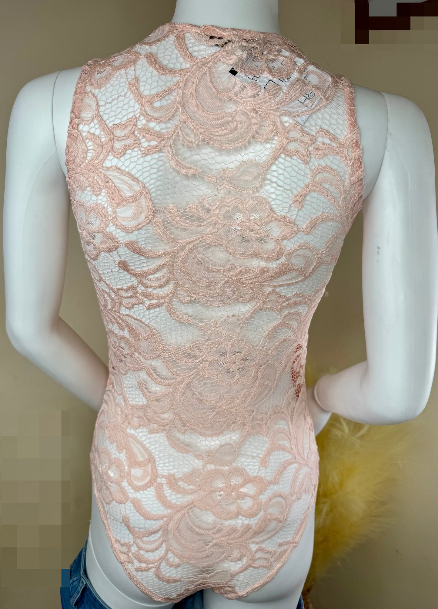 Women’s Pink Lace Sleeveless Bodysuit UK 8