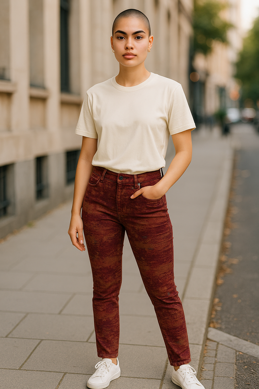 Women’s Jeans UK Size 8 W26 L32 – Multicolour Print Stretch Denim Trousers Maison Scotch