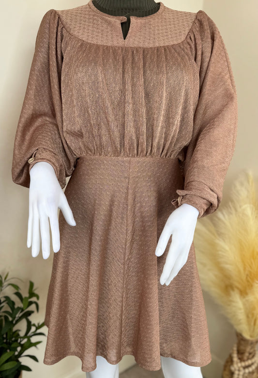 Women’s Vintage Dress Peekaboo Balloon Sleeve – Size 8 UK