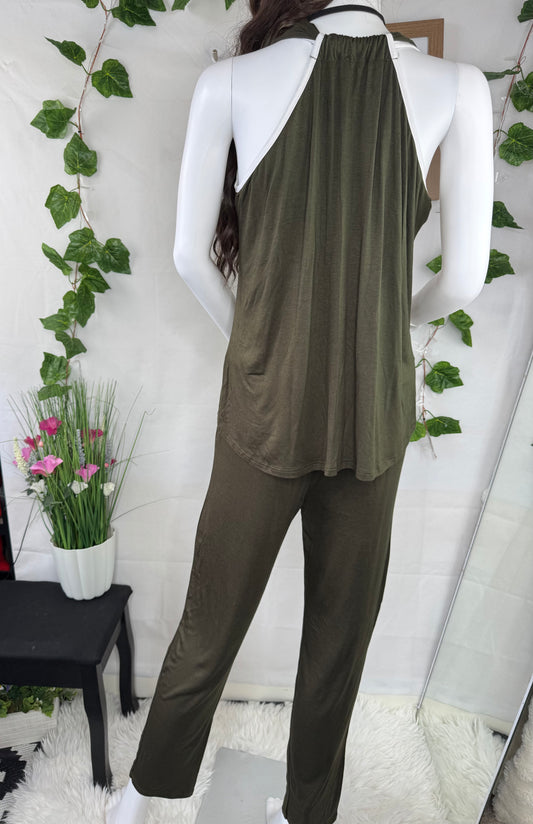 Women’s lounge set – halter neck top & soft stretch trousers – comfy co-ord size 8/10