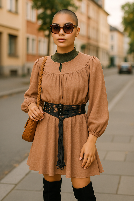 Women’s Vintage Dress Peekaboo Balloon Sleeve – Size 8 UK