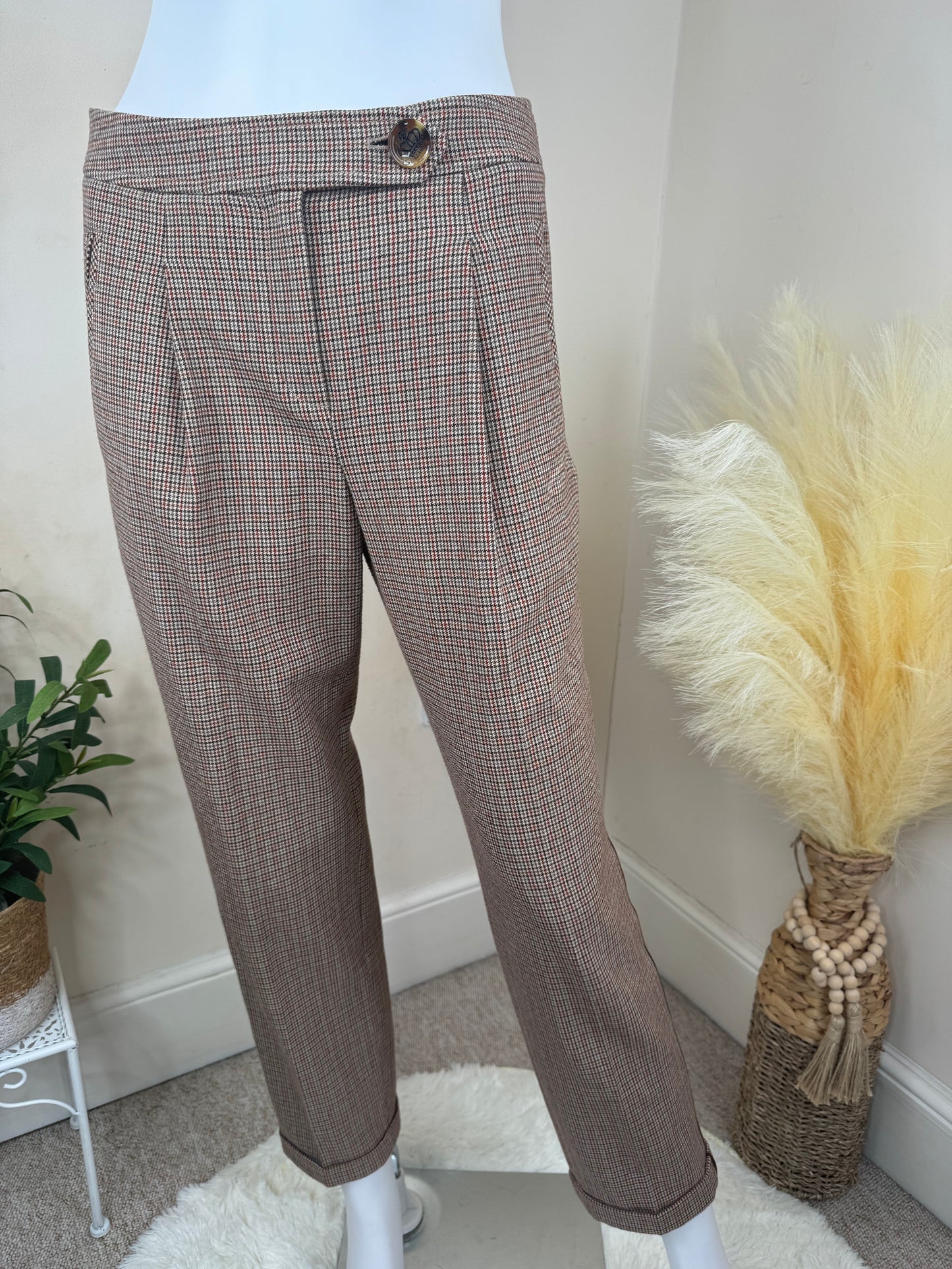 Women’s Checked Tailored Trouser Suit – Blazer & Trousers Set (UK Size 10)