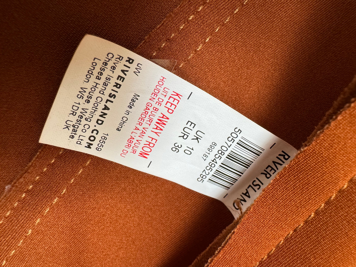 River Island Faux Suede Biker Jacket – Camel Brown, Size 10, Zip Detail