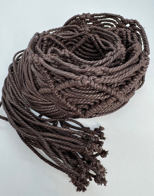 Women’s Brown Boho Macramé Waist Belt with Wooden Beads – Adjustable One Size