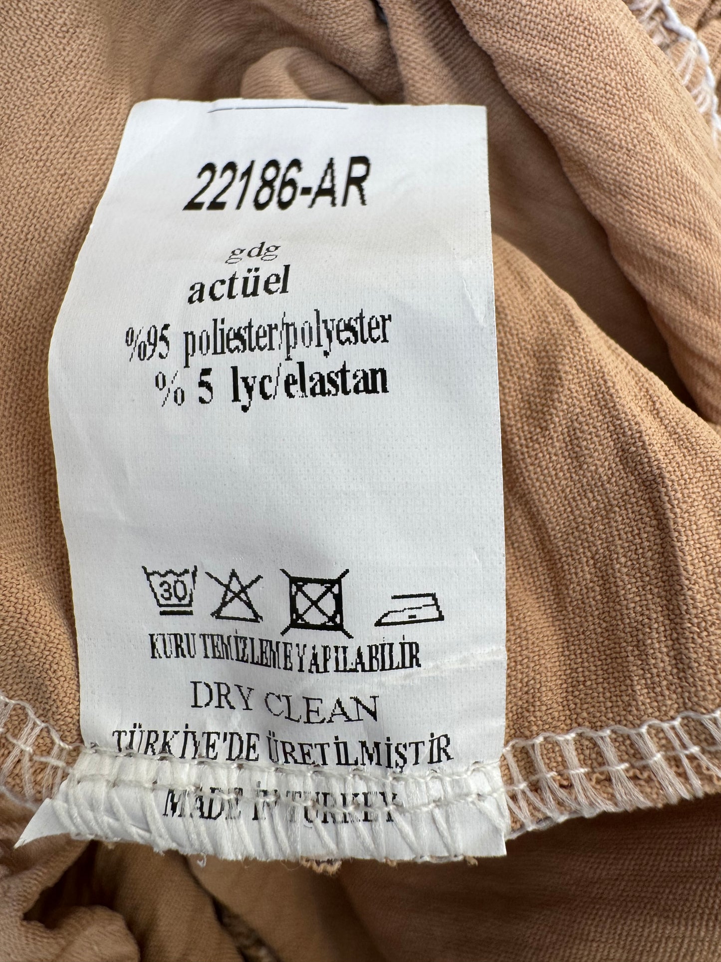Women’s Ruffle Long Sleeve Blouse Beige | Elegant Preloved Top UK M/10