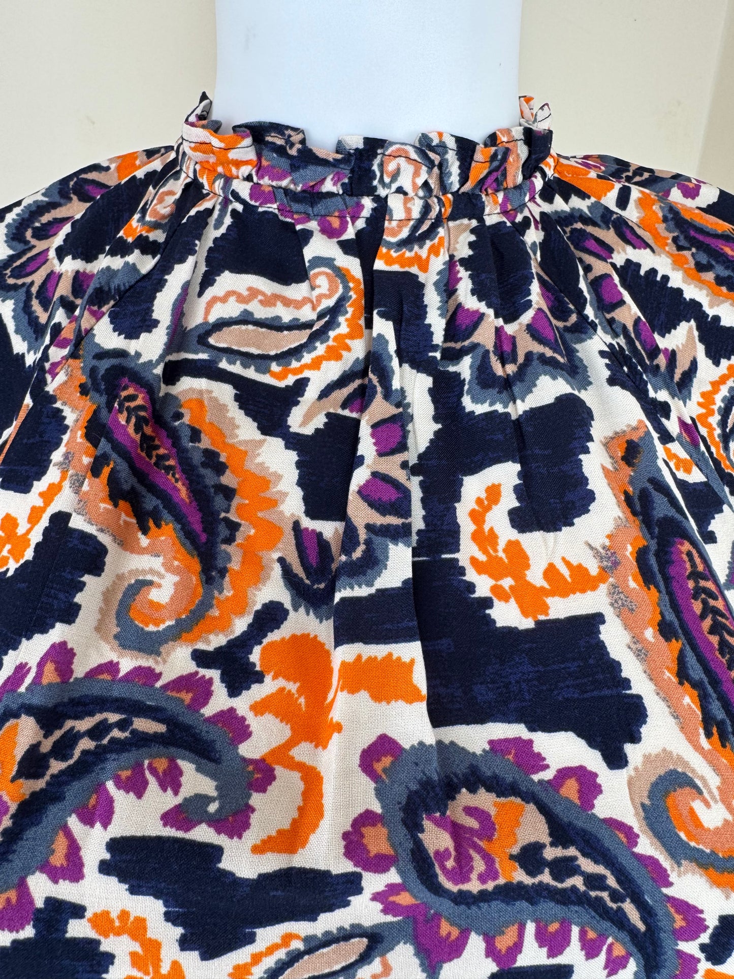 Women’s Paisley Print Mini Dress – Size 8 Long Sleeve