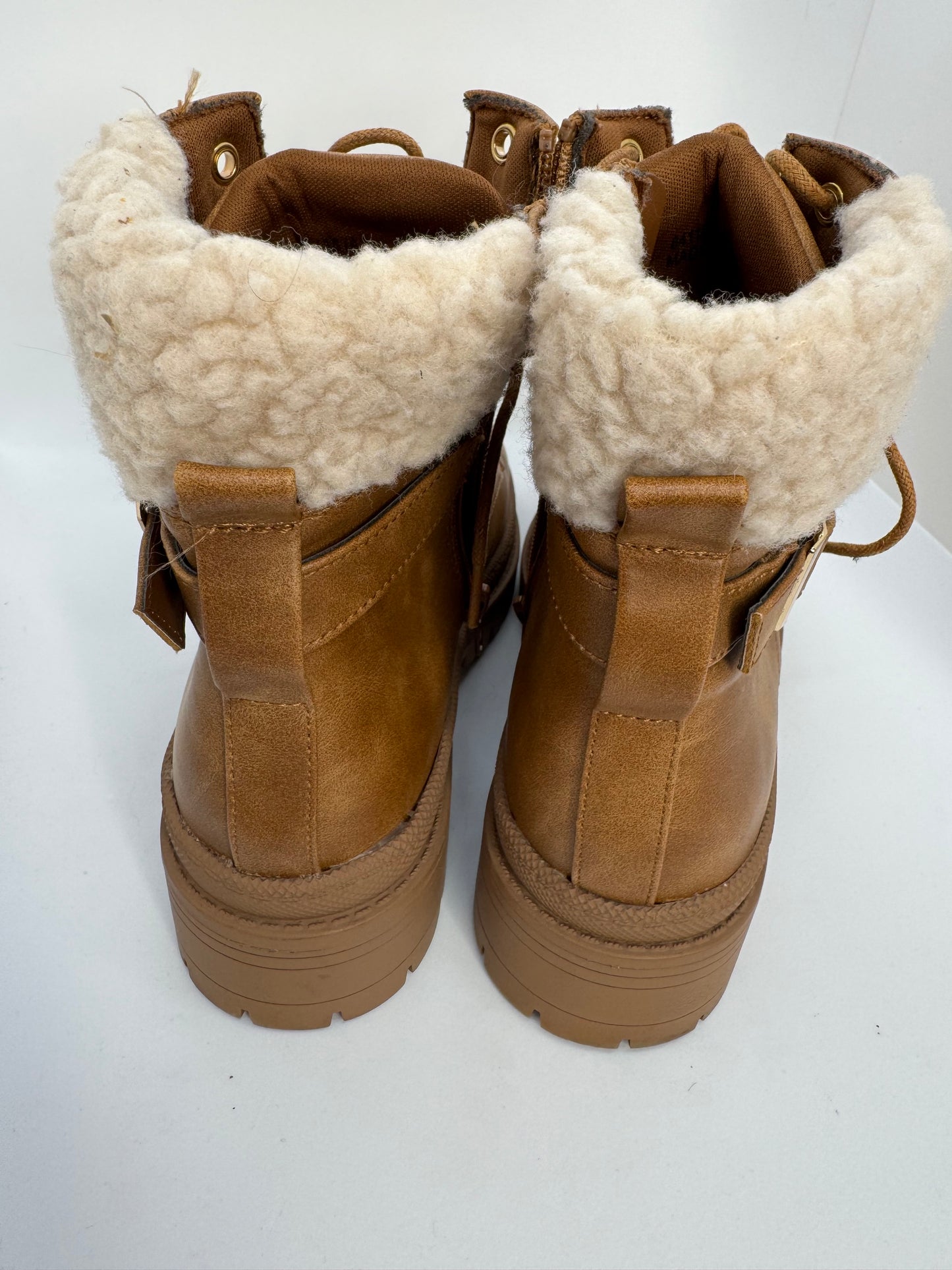 Women’s brown Ankle Boots UK 5 Faux Leather Lace Up Casual Autumn Winter Shoes