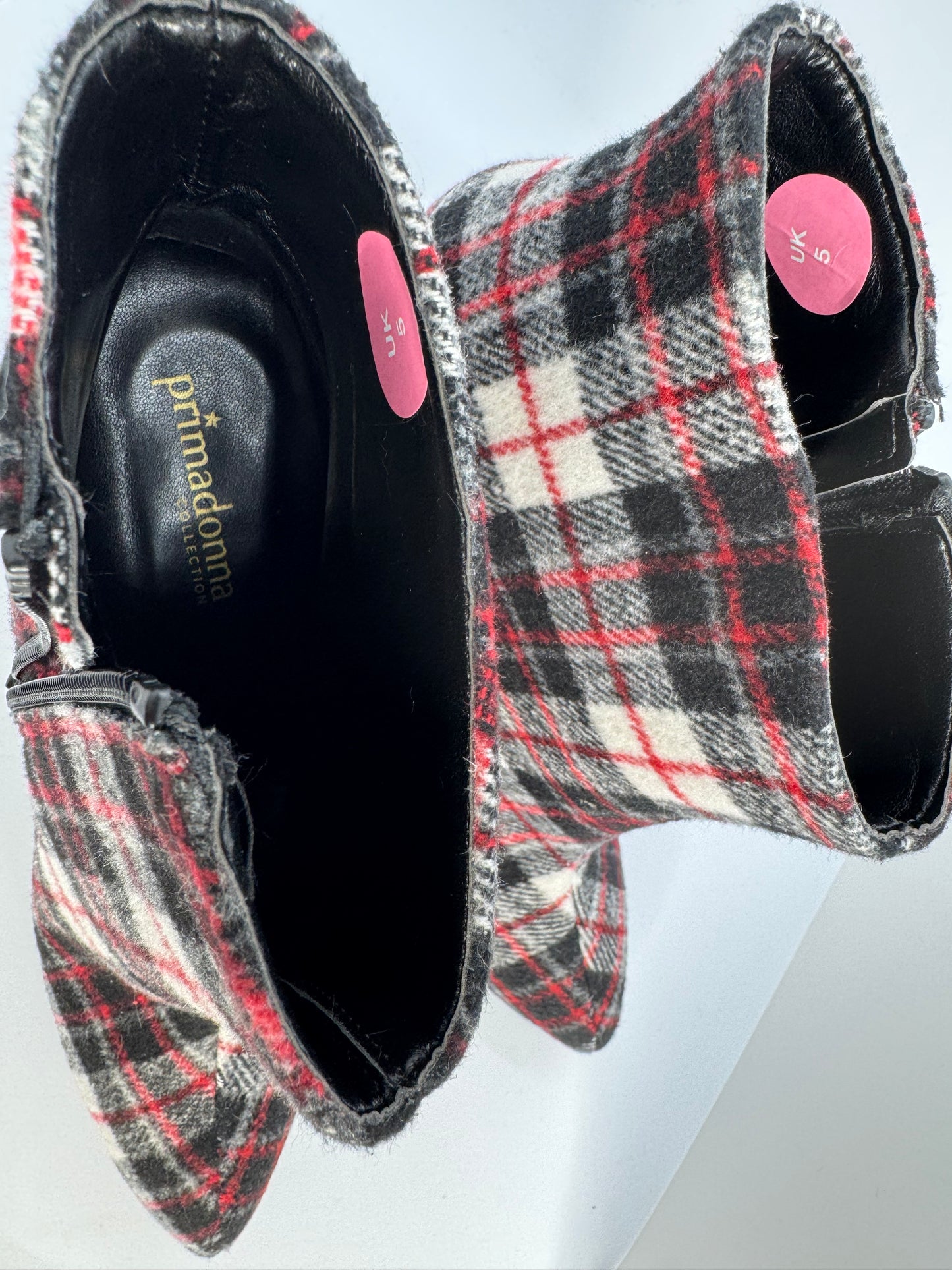 Women’s Plaid Ankle Boots – Pointed Toe Heeled Zip Up UK Size 5