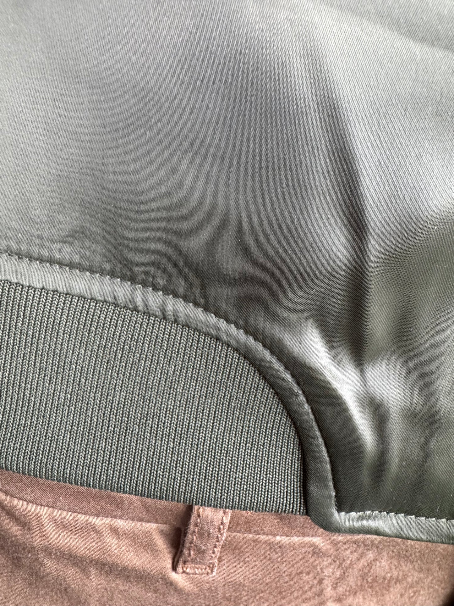 Women’s Bomber Jacket with Safety Pin Detail – Gold UK 10 / Khaki Green UK 8– Boutique Outerwear