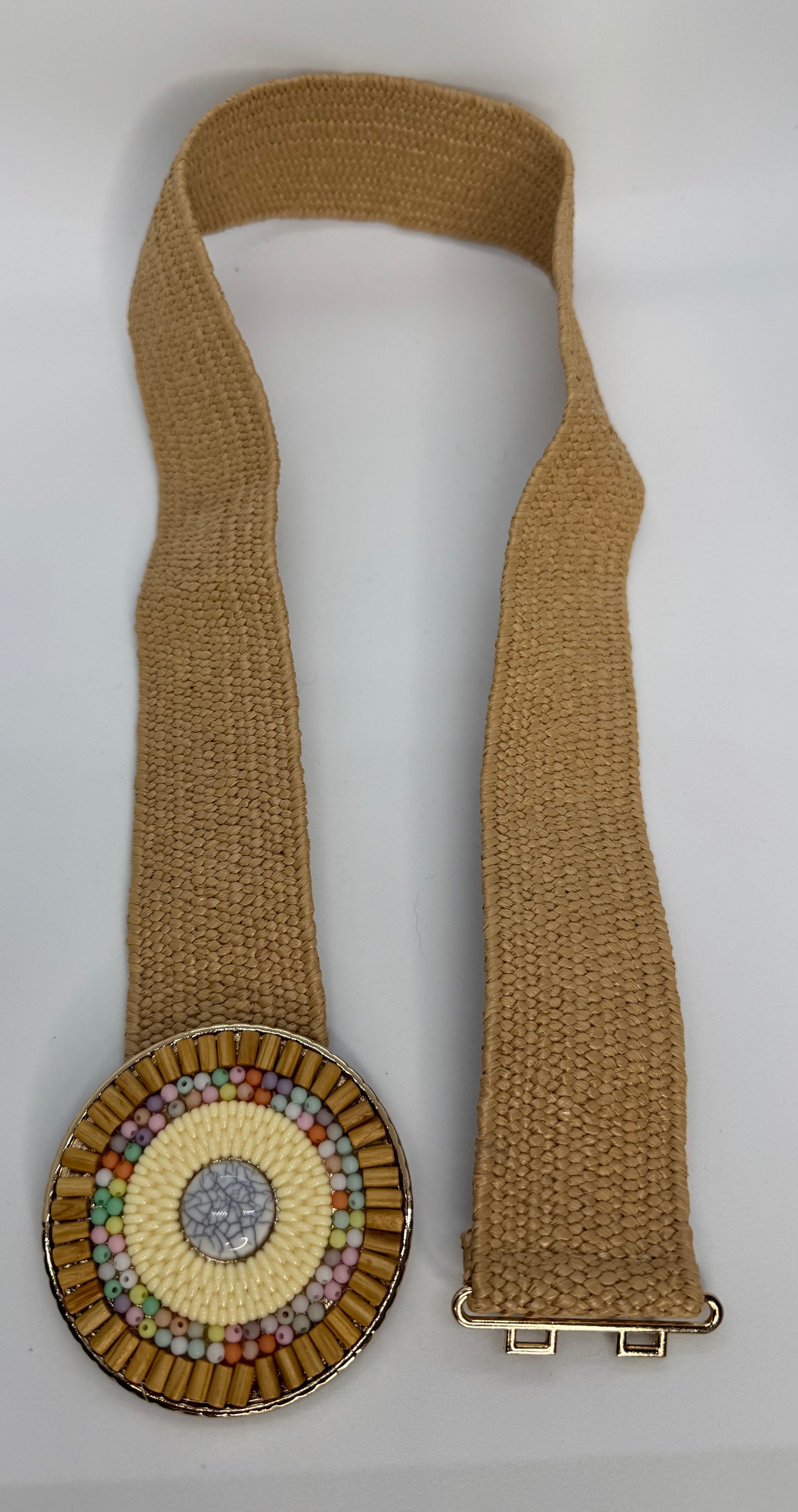 ✨ Elastic Waist Belt for Dresses – Island Boho Style with Beaded Buckle