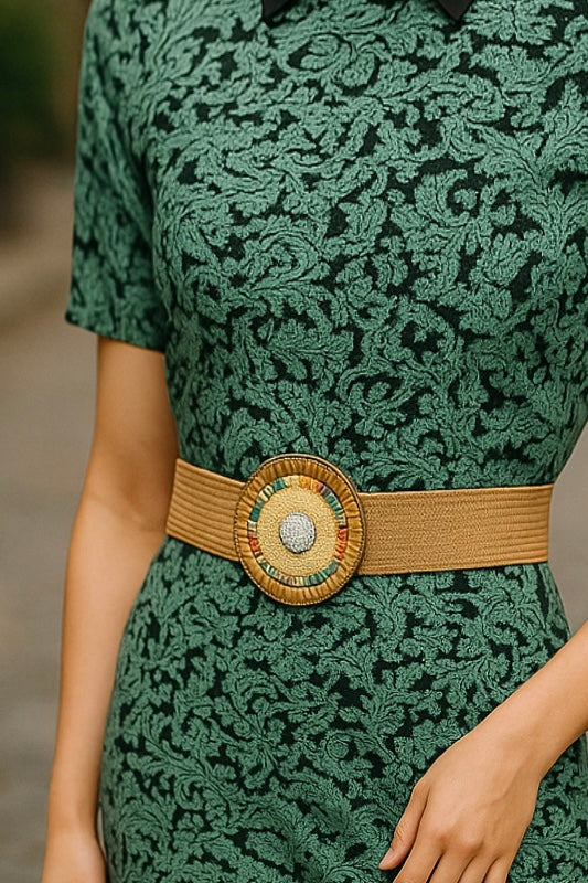 ✨ Elastic Waist Belt for Dresses – Island Boho Style with Beaded Buckle