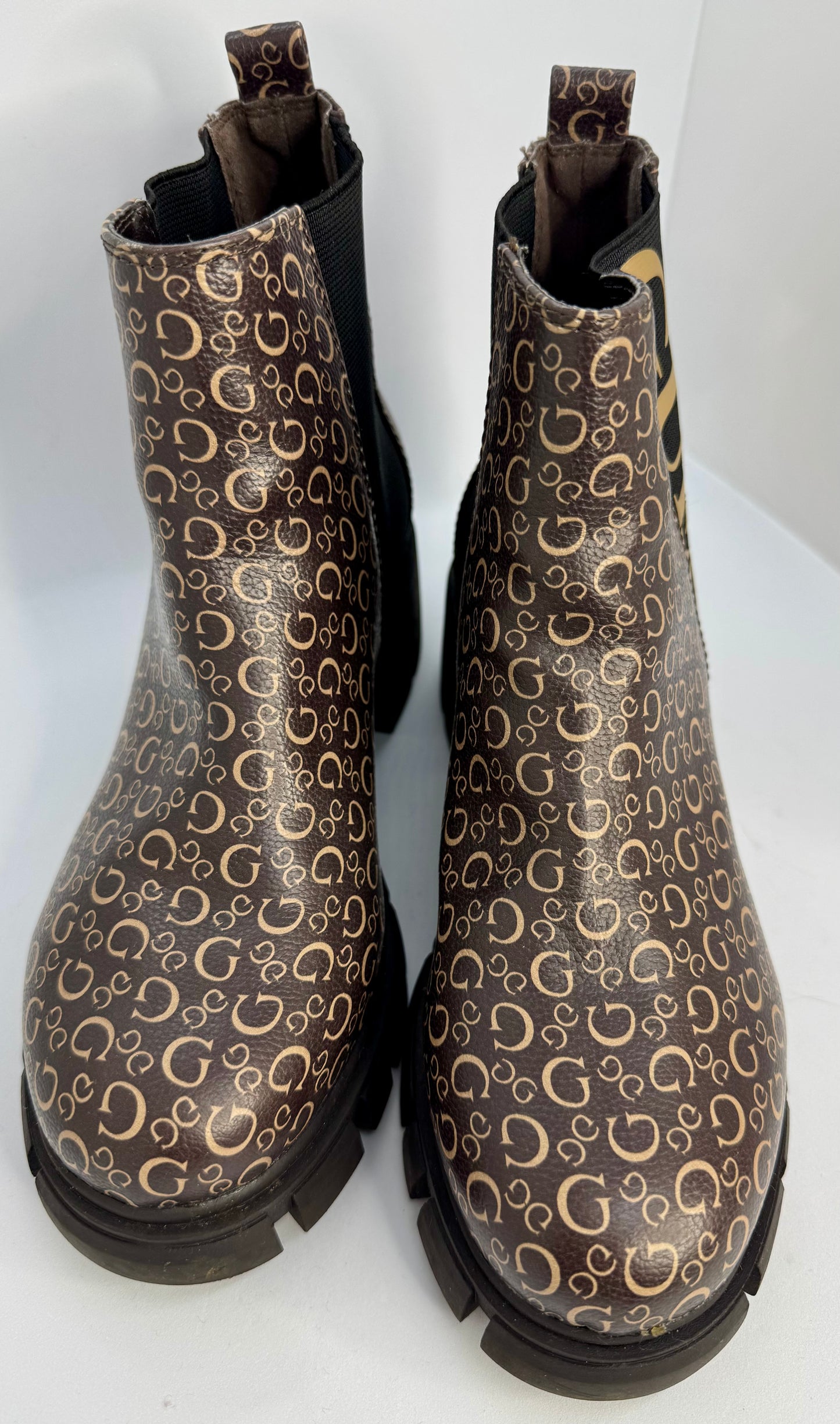 Guess Women’s Brown  Ankle Boots – Chunky Sole Chelsea Style – UK 5 (EU 38)