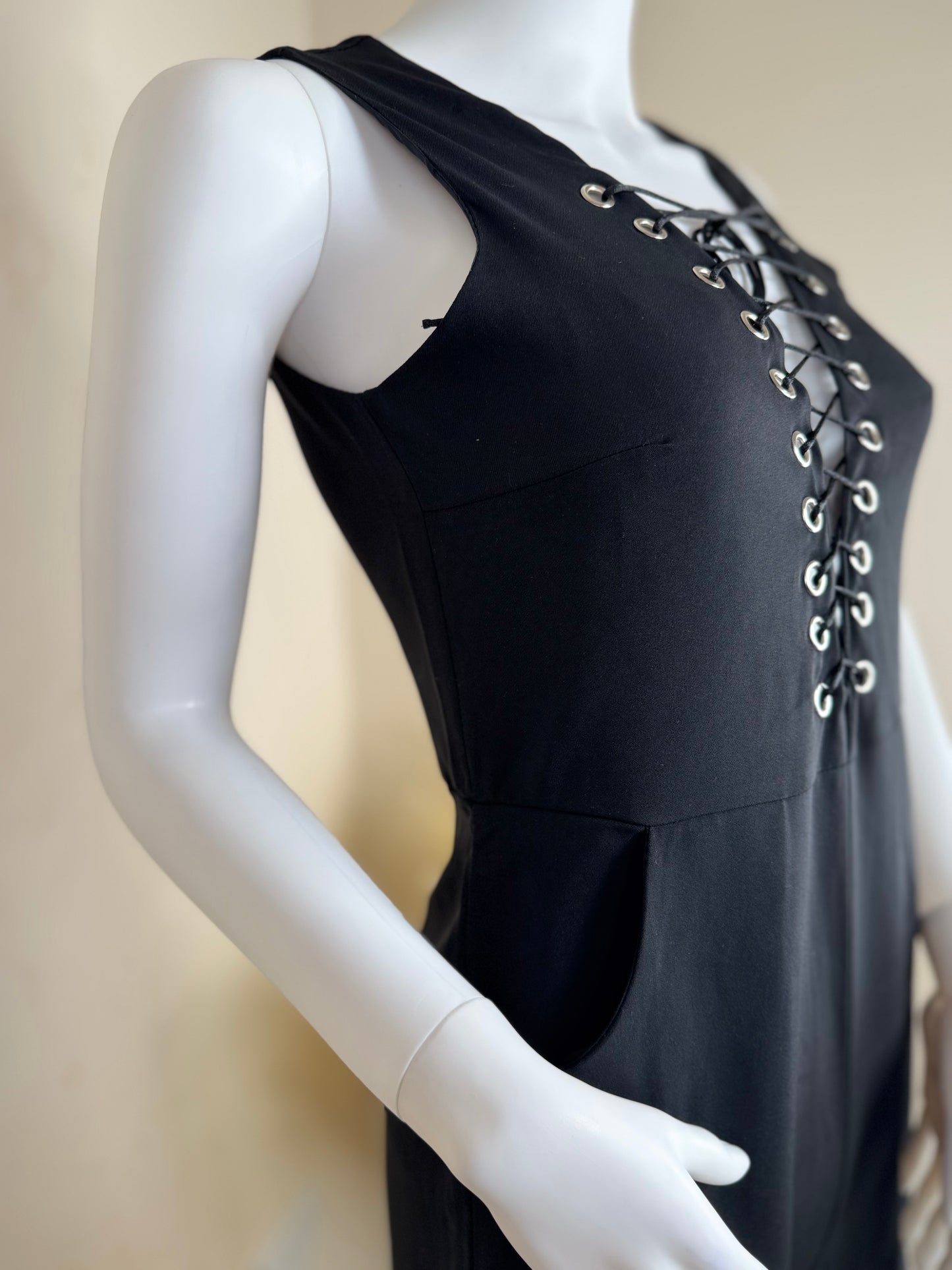 Women’s Lace-Up Front Jumpsuit – Black & Red – Sizes S/M