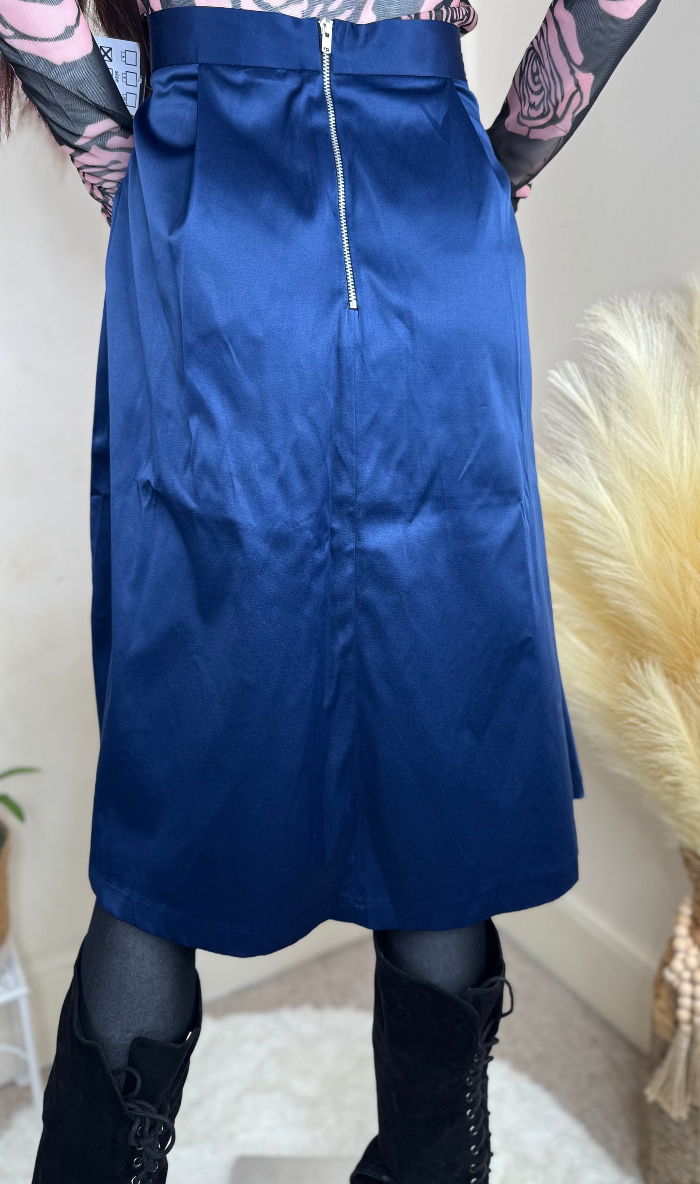 Women’s Navy A-Line Midi Skirt – Size uk 12