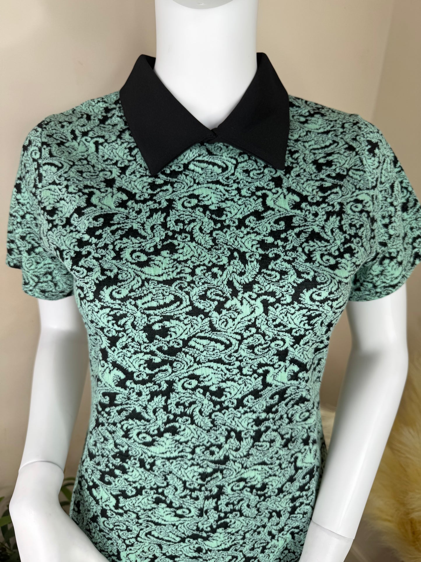 Women’s Green Lace Playsuit with Collar – Size 12 (Small Fit)