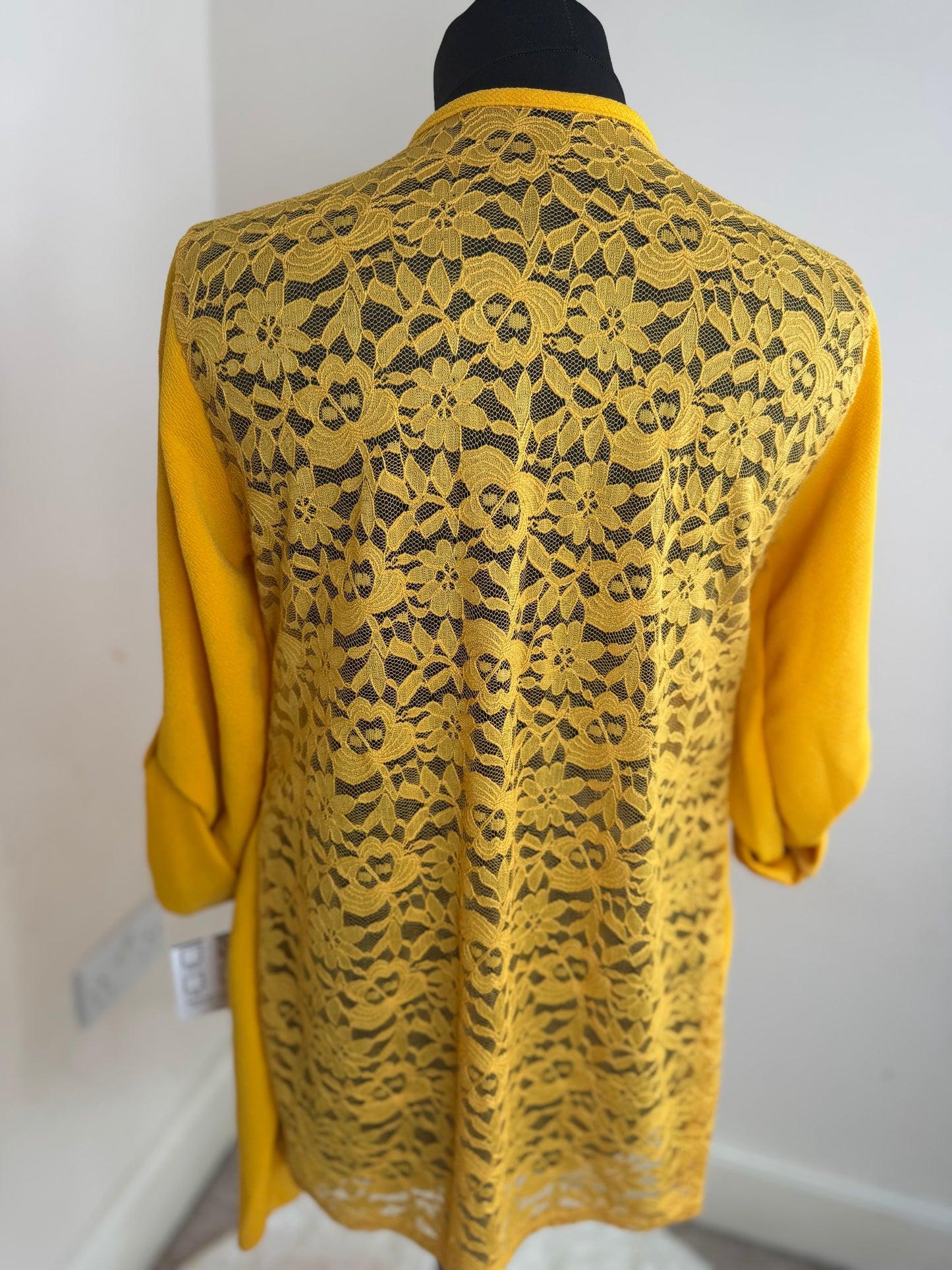 Women’s Yellow Lace Back Cardigan – Size 8/10 S/M