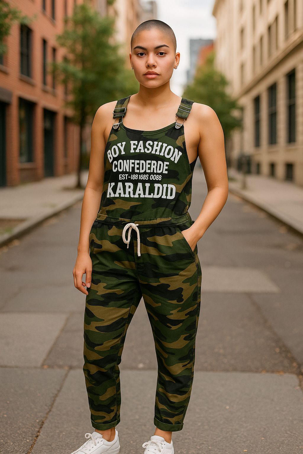 Women’s Camo Print Jumpsuit – Adjustable Straps – Size uk 8