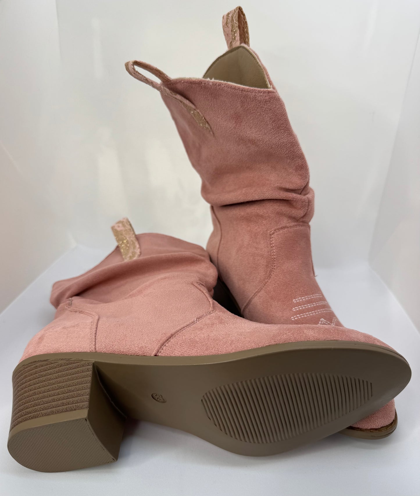 Women’s Pink Suede Cowboy Boots – UK Size 6