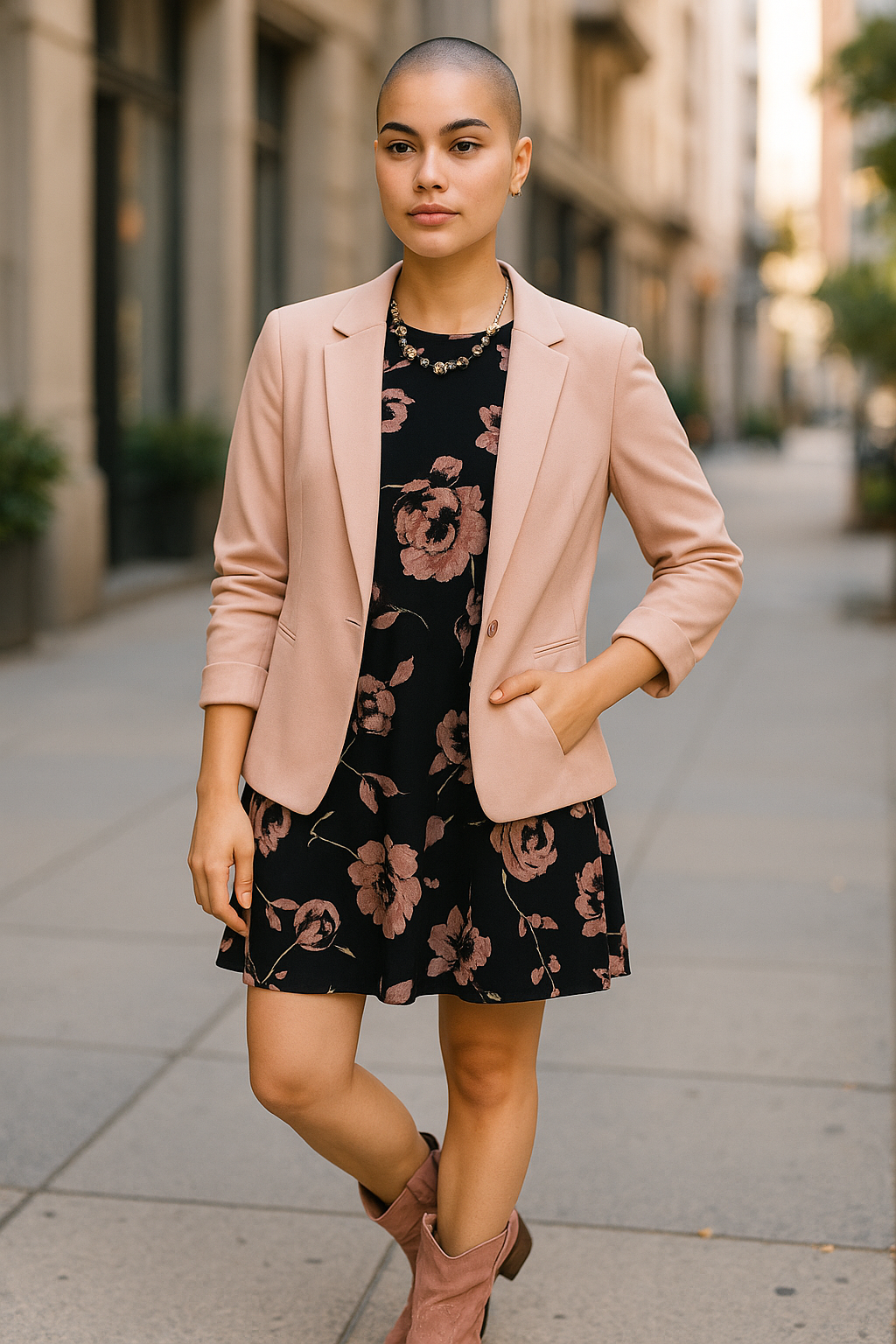 Women’s Blush Pink Open Front Blazer – Sizes 8 & 14