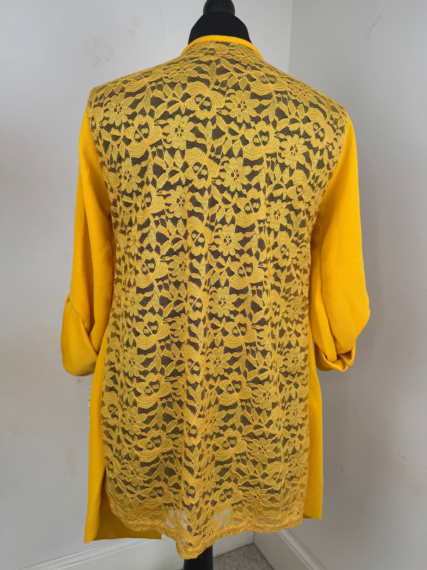 Women’s Yellow Lace Back Cardigan – Size 8/10 S/M