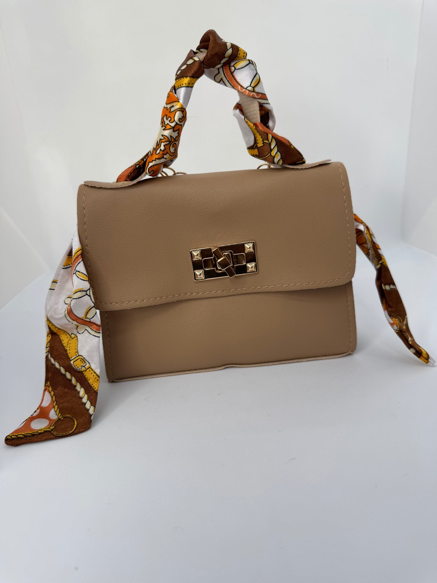 Small crossbody shoulder bag – beige or mint – everyday handbag with scarf strap