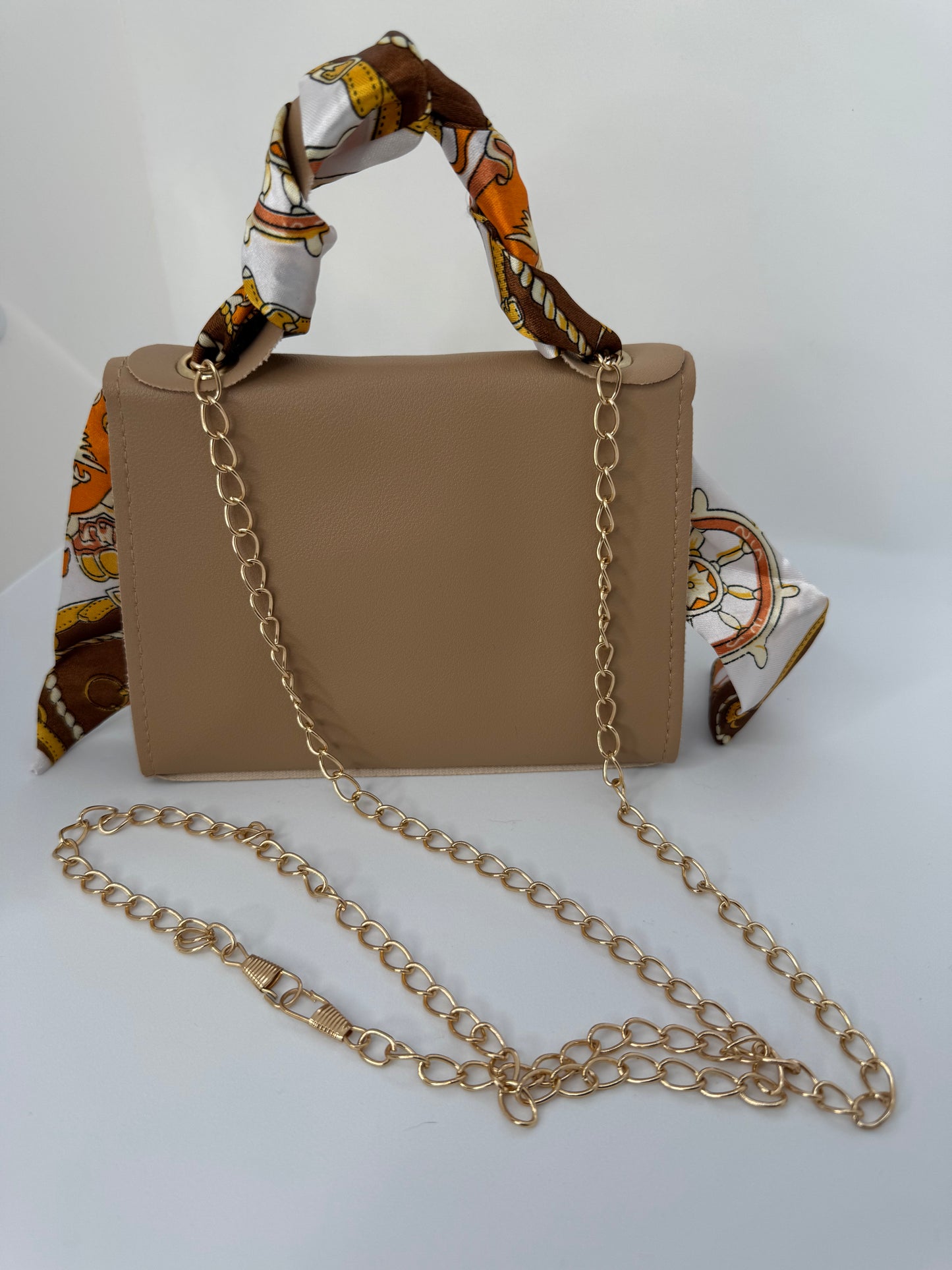 Small crossbody shoulder bag – beige or mint – everyday handbag with scarf strap
