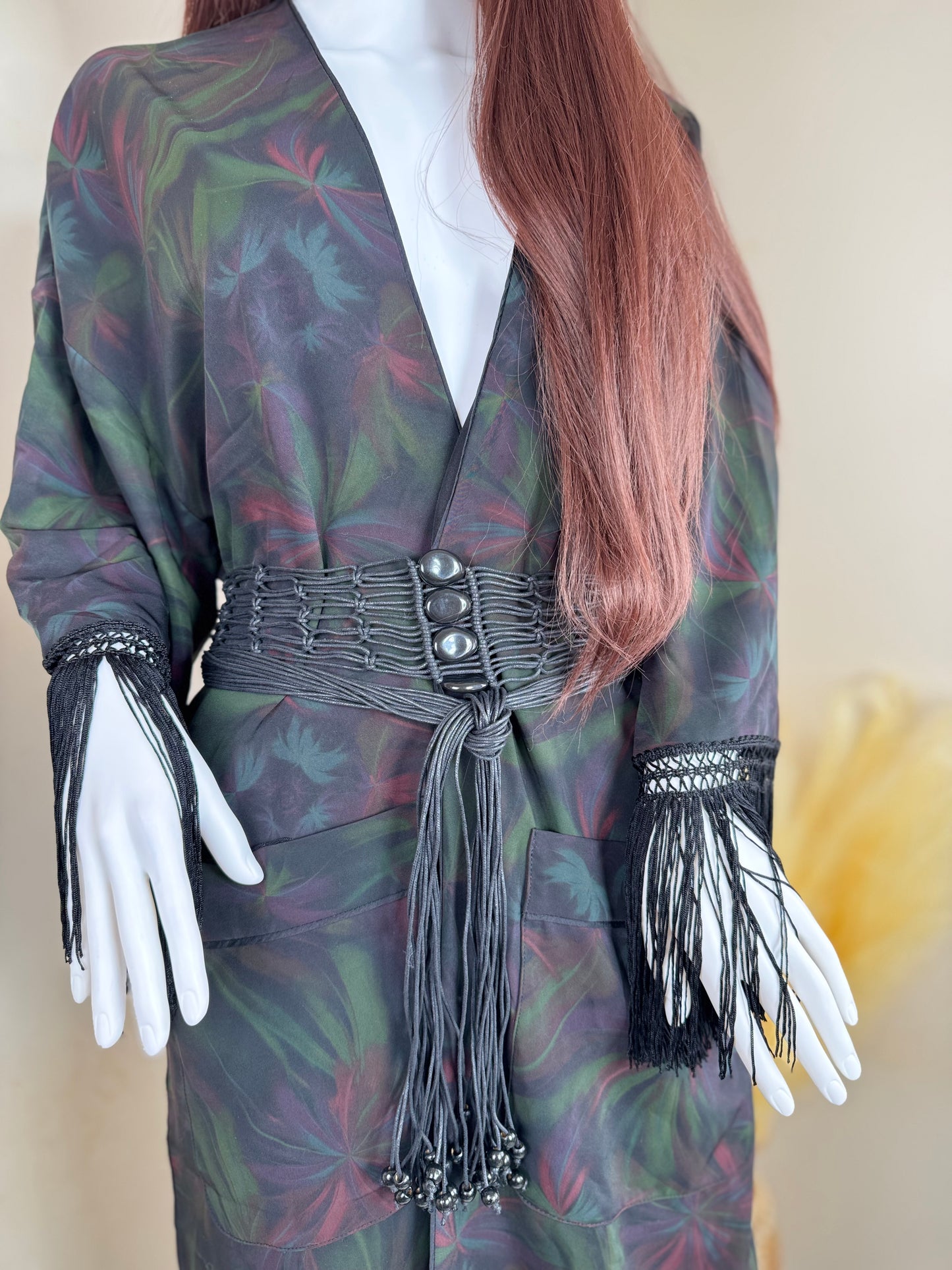 ZARA Women’s Black Fringe Kimono Co-ord Set – Size 10