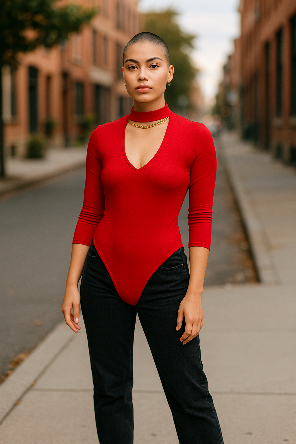 Women’s Red Long Sleeve Bodysuit – Size 10