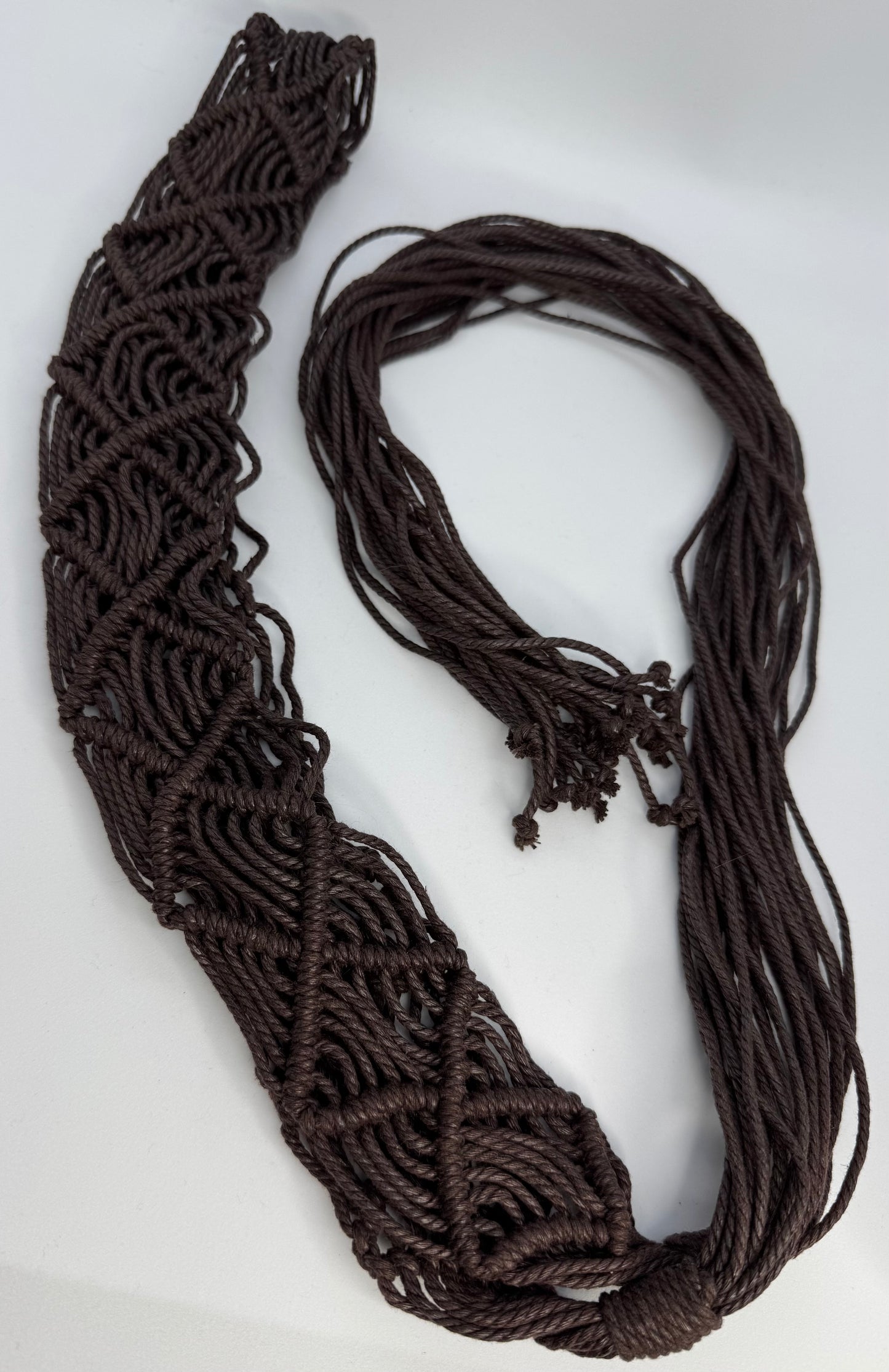 Women’s Brown Beaded Macramé Tie Waist Belt – One Size Boho